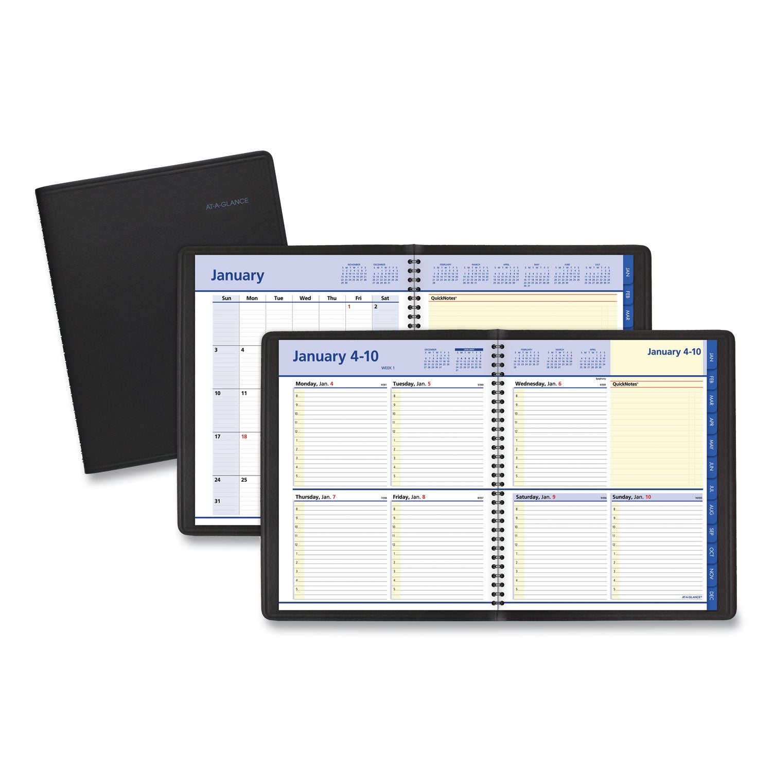 QuickNotes Weekly Block Format Appointment Book, 10 x 8, Black Cover, 12-Month (Jan to Dec): 2025