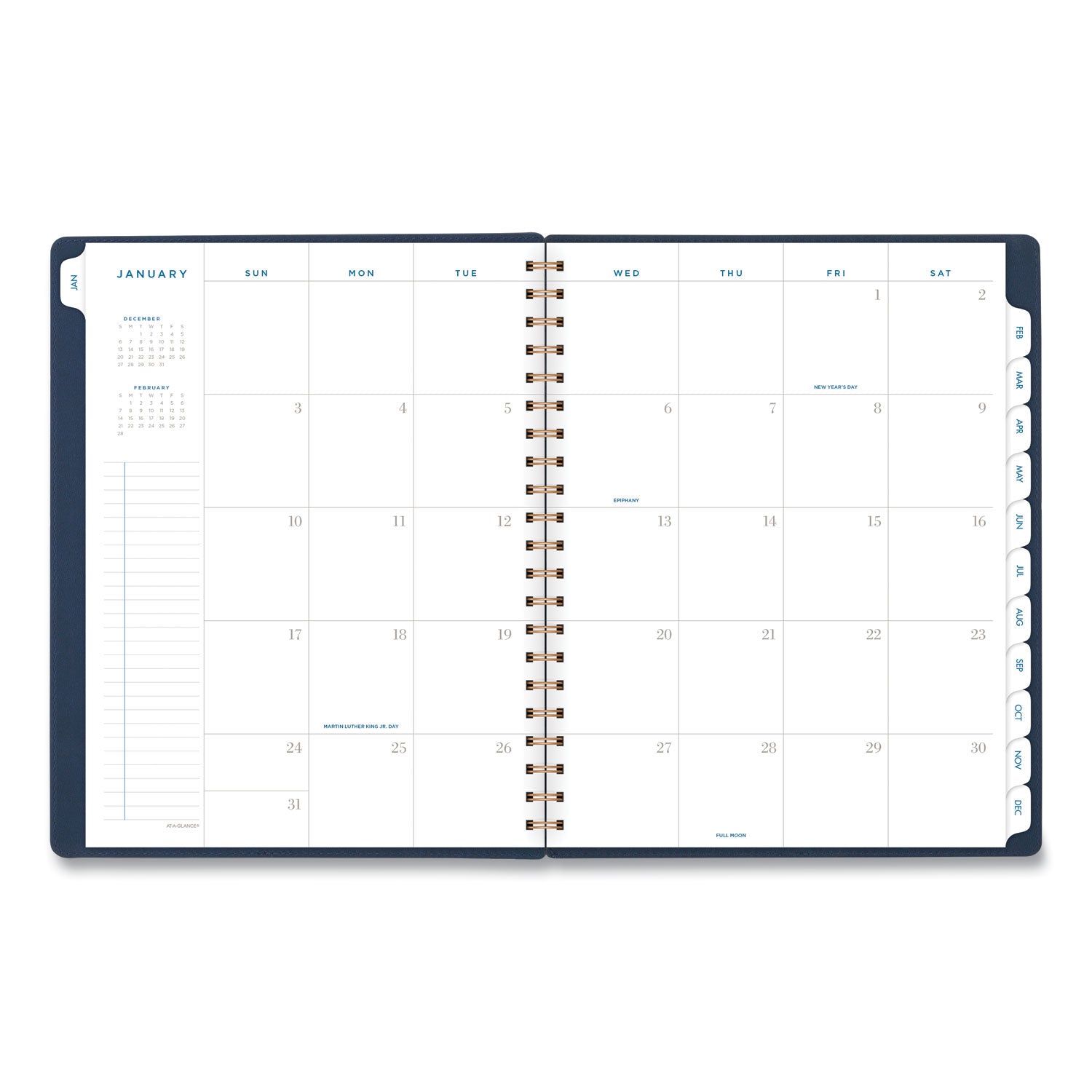 AT-A-GLANCE® Signature Collection Firenze Navy Weekly/Monthly Planner, 11 x 8.5, Navy Cover, 13-Month: Jan 2025 to Jan 2026