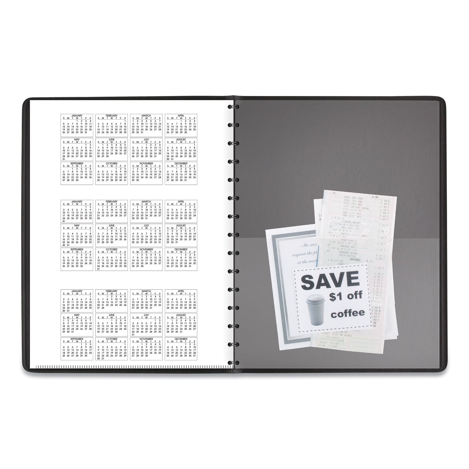 AT-A-GLANCE® Four-Person Group Daily Appointment Book, 11 x 8, Black Cover, 12-Month (Jan to Dec): 2025