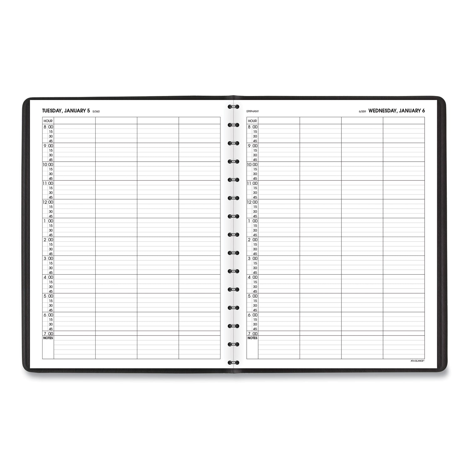 AT-A-GLANCE® Four-Person Group Daily Appointment Book, 11 x 8, Black Cover, 12-Month (Jan to Dec): 2025