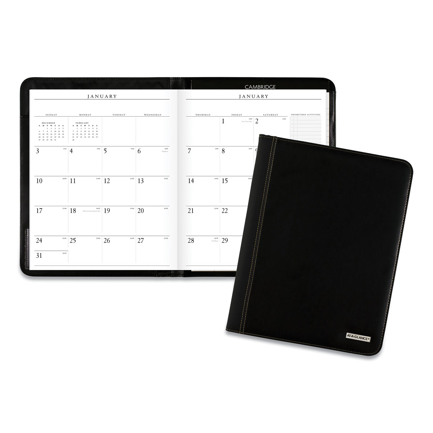 Executive Monthly Padfolio, 11 x 9, Black Cover, 13-Month: Jan 2025 to Jan 2026