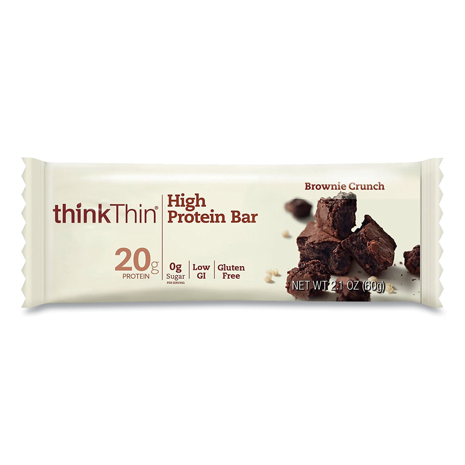 thinkThin® High Protein Bars, Brownie Crunch, 2.1 oz Bar, 10 Bars/Carton