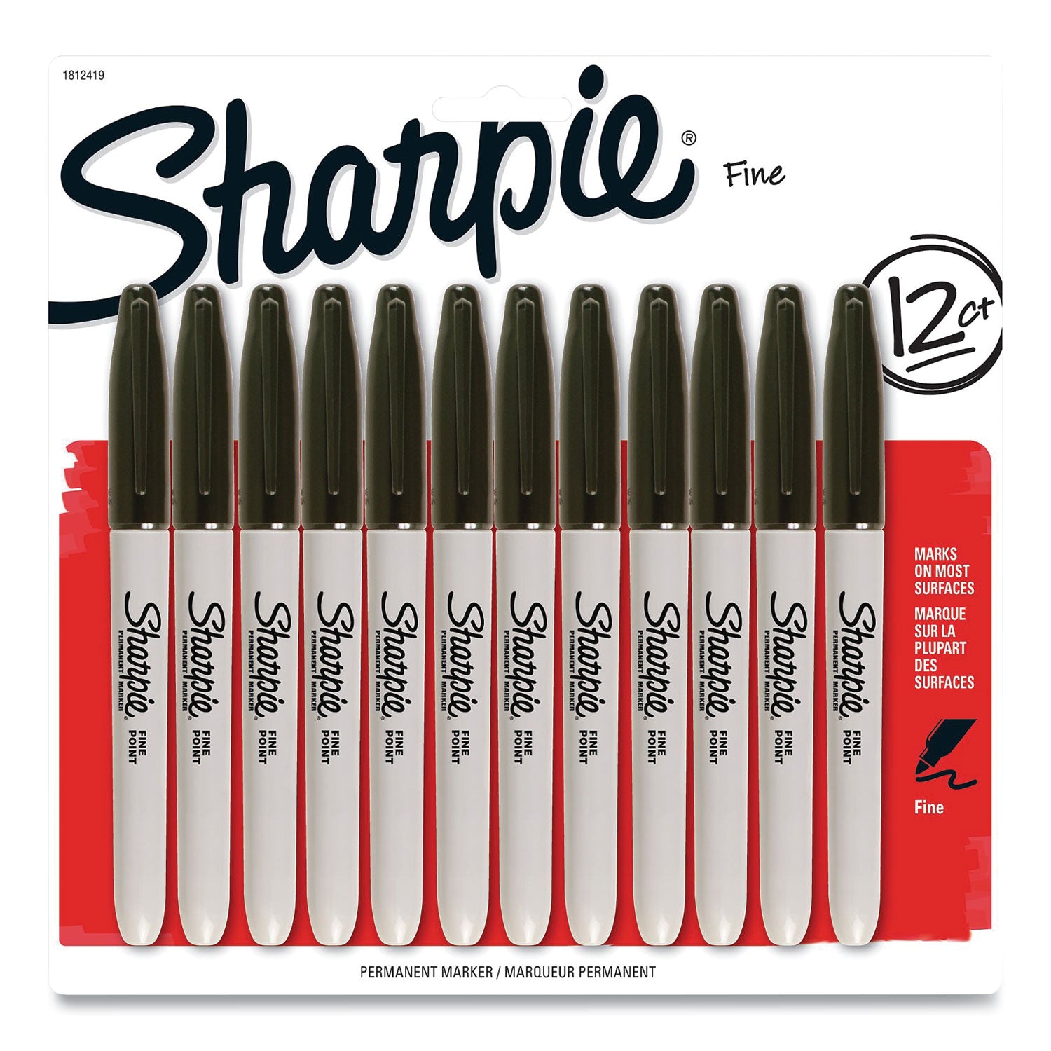 Sharpie® Fine Bullet Tip Permanent Marker, Black, Dozen