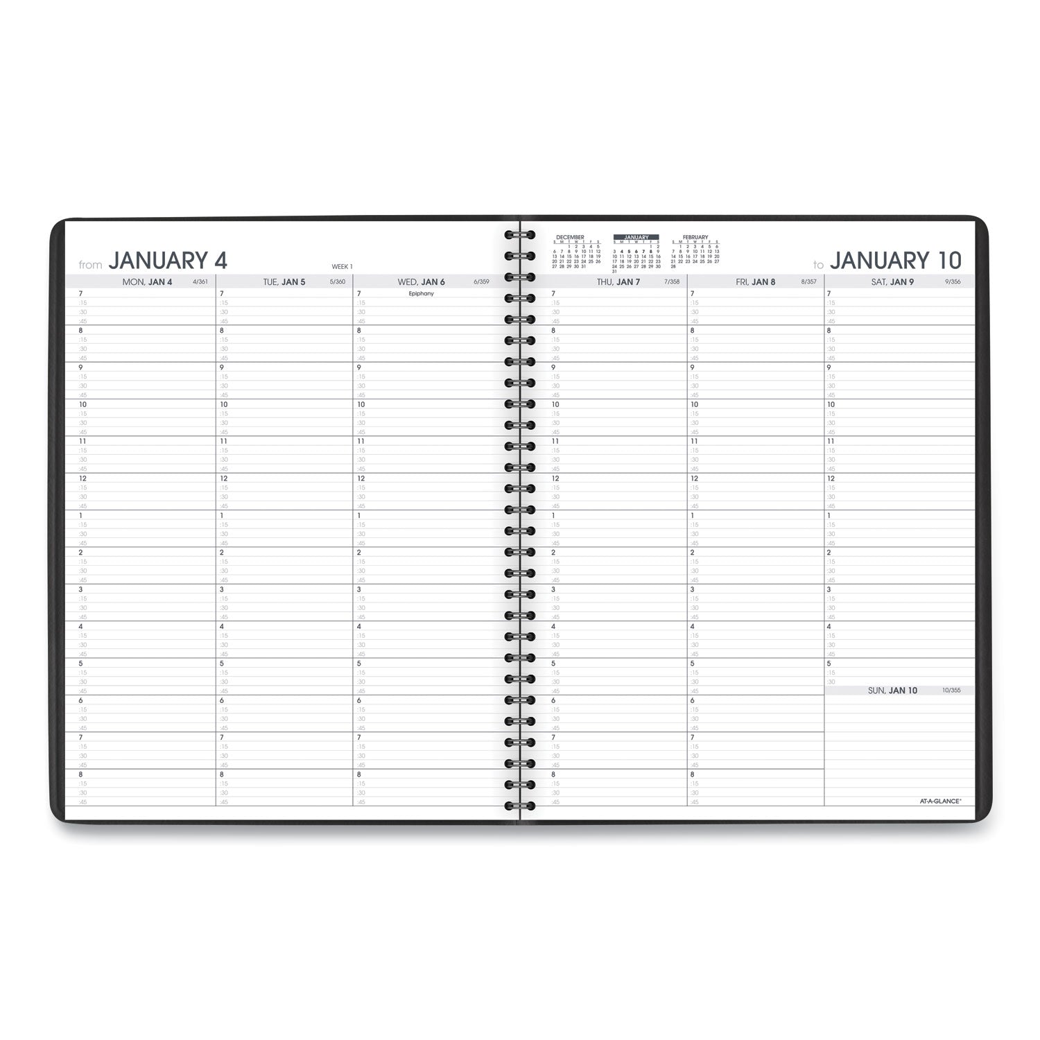 AT-A-GLANCE® Weekly Appointment Book, 11 x 8.25, Black Cover, 13-Month: Jan 2025 to Jan 2026