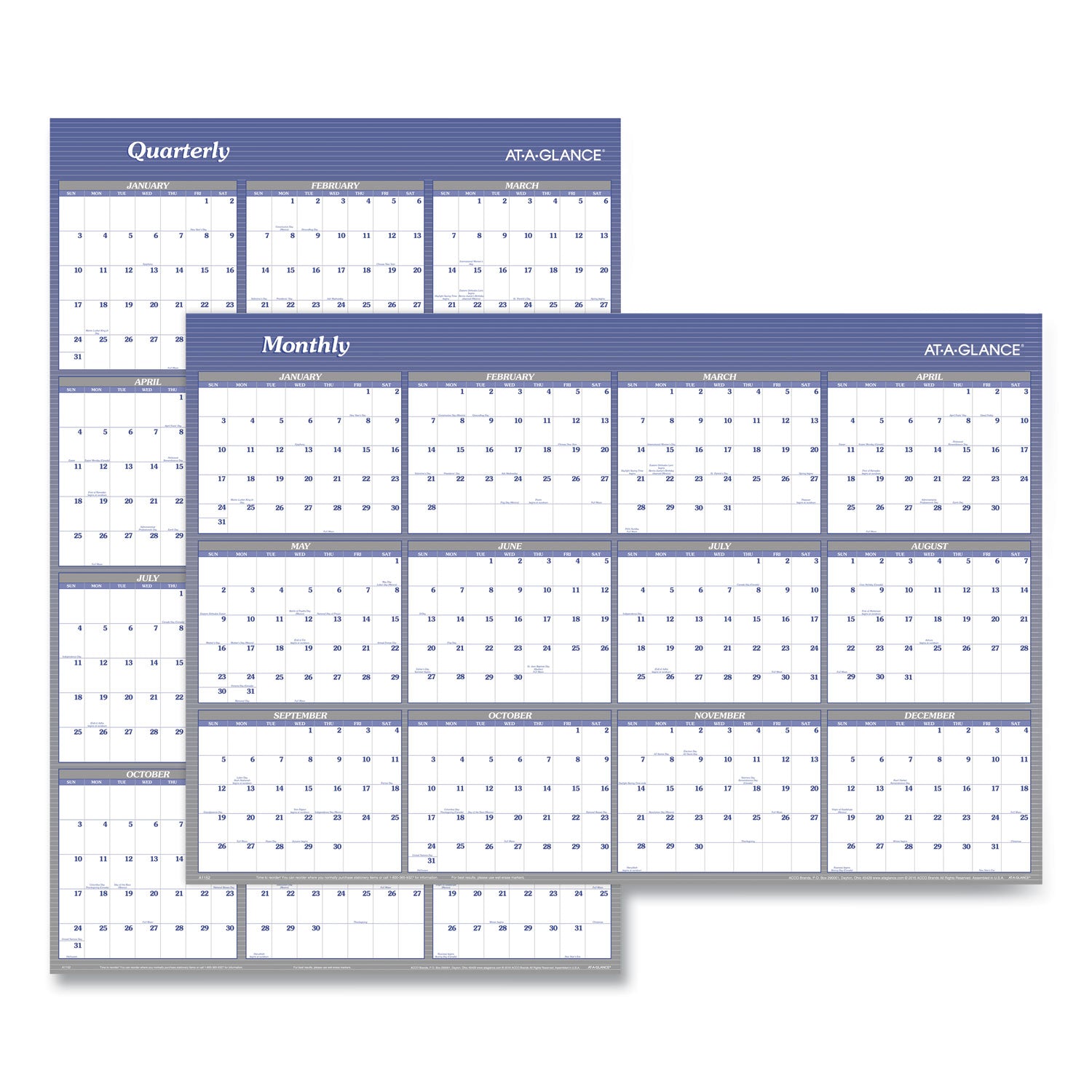 AT-A-GLANCE® Vertical/Horizontal Erasable Quarterly/Monthly Wall Planner, 32 x 48, 12-Month (Jan to Dec): 2025