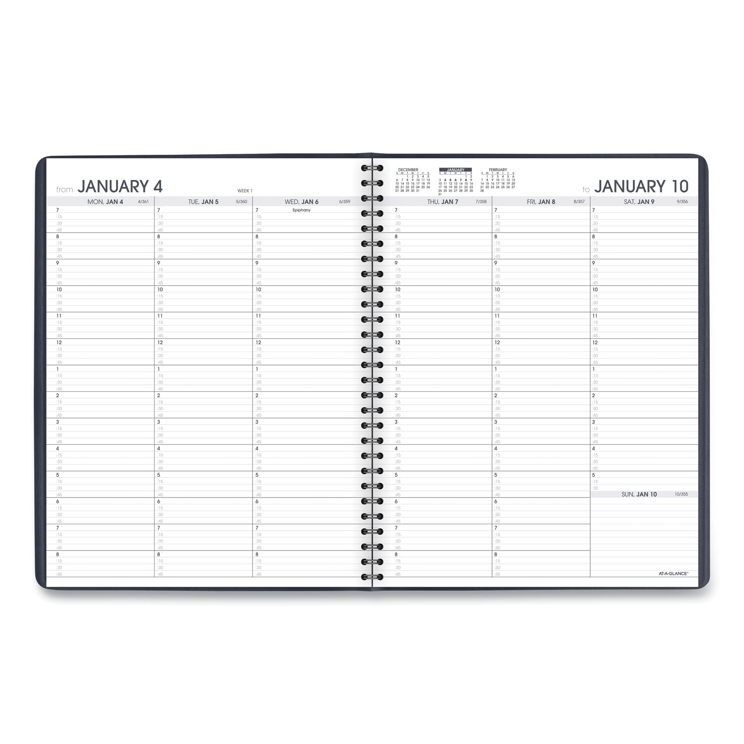 AT-A-GLANCE® Weekly Appointment Book, 11 x 8.25, Navy Cover, 13-Month: Jan 2025 to Jan 2026