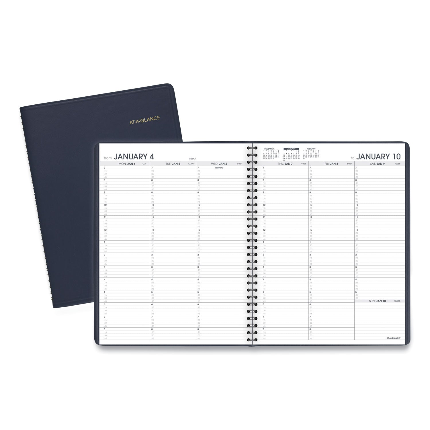 Weekly Appointment Book, 11 x 8.25, Navy Cover, 13-Month: Jan 2025 to Jan 2026