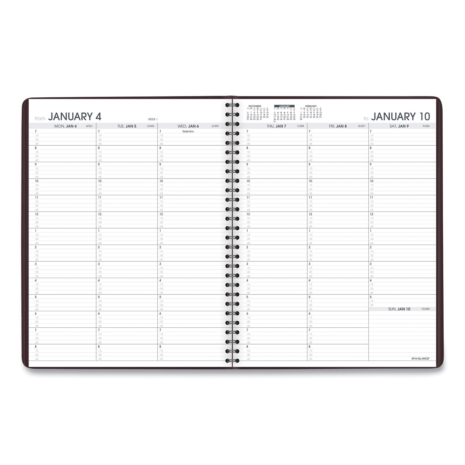 AT-A-GLANCE® Weekly Appointment Book, 11 x 8.25, Winestone Cover, 13-Month: Jan 2025 to Jan 2026