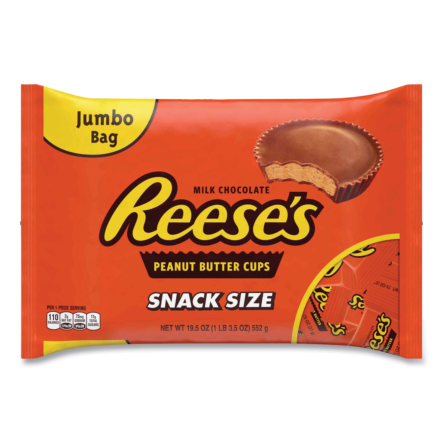 Snack Size Peanut Butter Cups, Jumbo Bag, 19.5 oz Bag