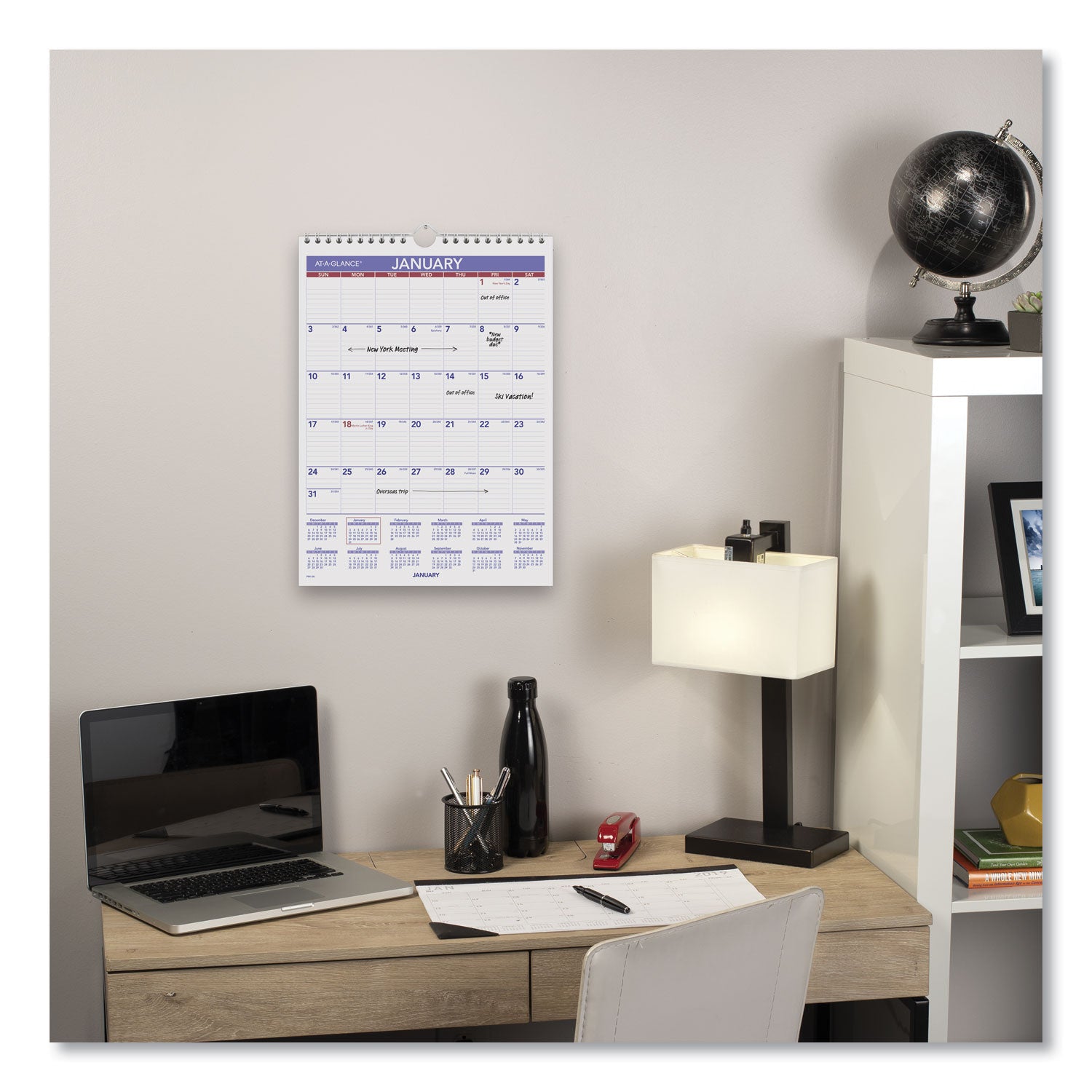 AT-A-GLANCE® Monthly Wall Calendar with Ruled Daily Blocks, 8 x 11, White Sheets, 12-Month (Jan to Dec): 2025