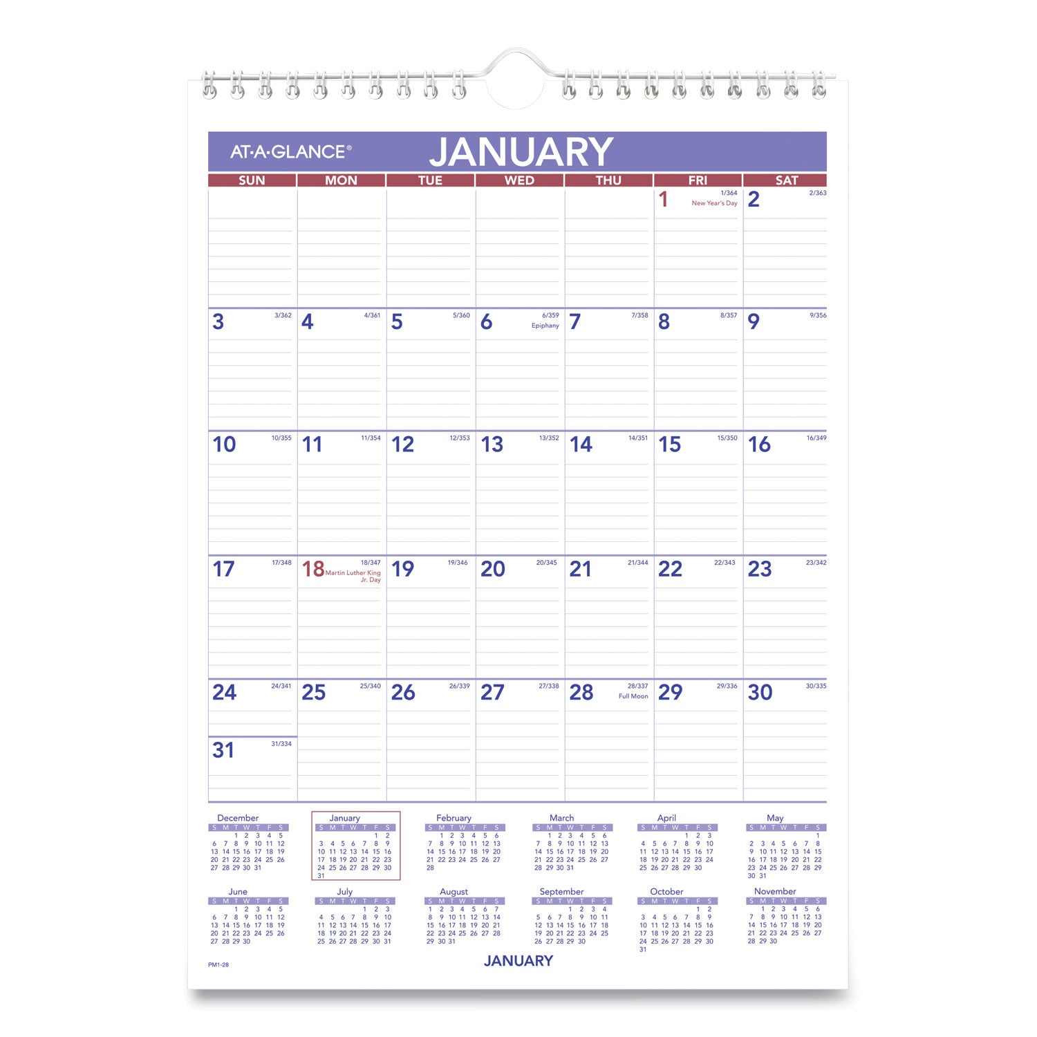 Monthly Wall Calendar with Ruled Daily Blocks, 8 x 11, White Sheets, 12-Month (Jan to Dec): 2025