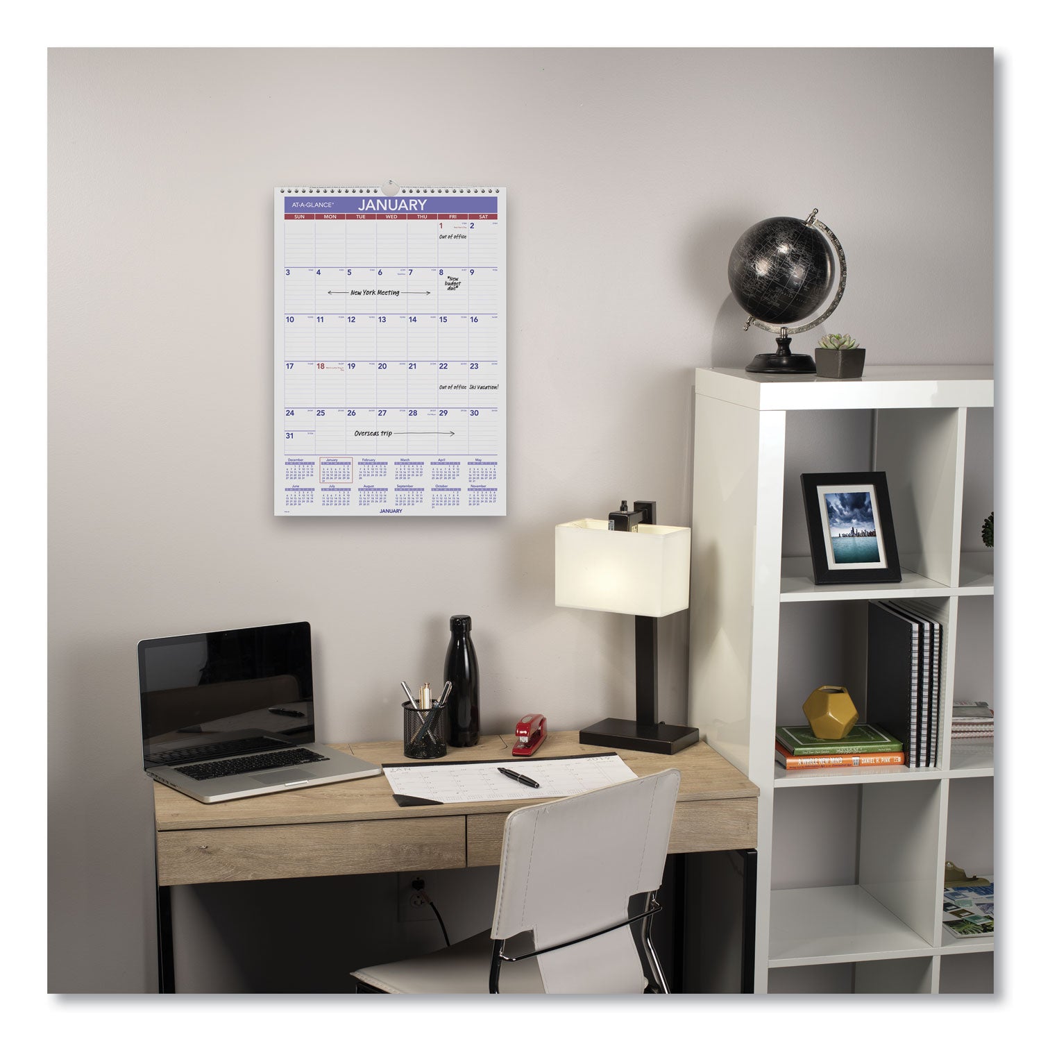 AT-A-GLANCE® Monthly Wall Calendar with Ruled Daily Blocks, 12 x 17, White Sheets, 12-Month (Jan to Dec): 2025