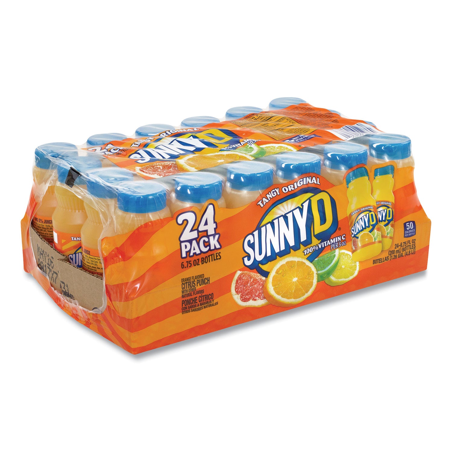 Tangy Original Orange Flavored Citrus Punch, 6.75 oz Bottle, 24/Carton