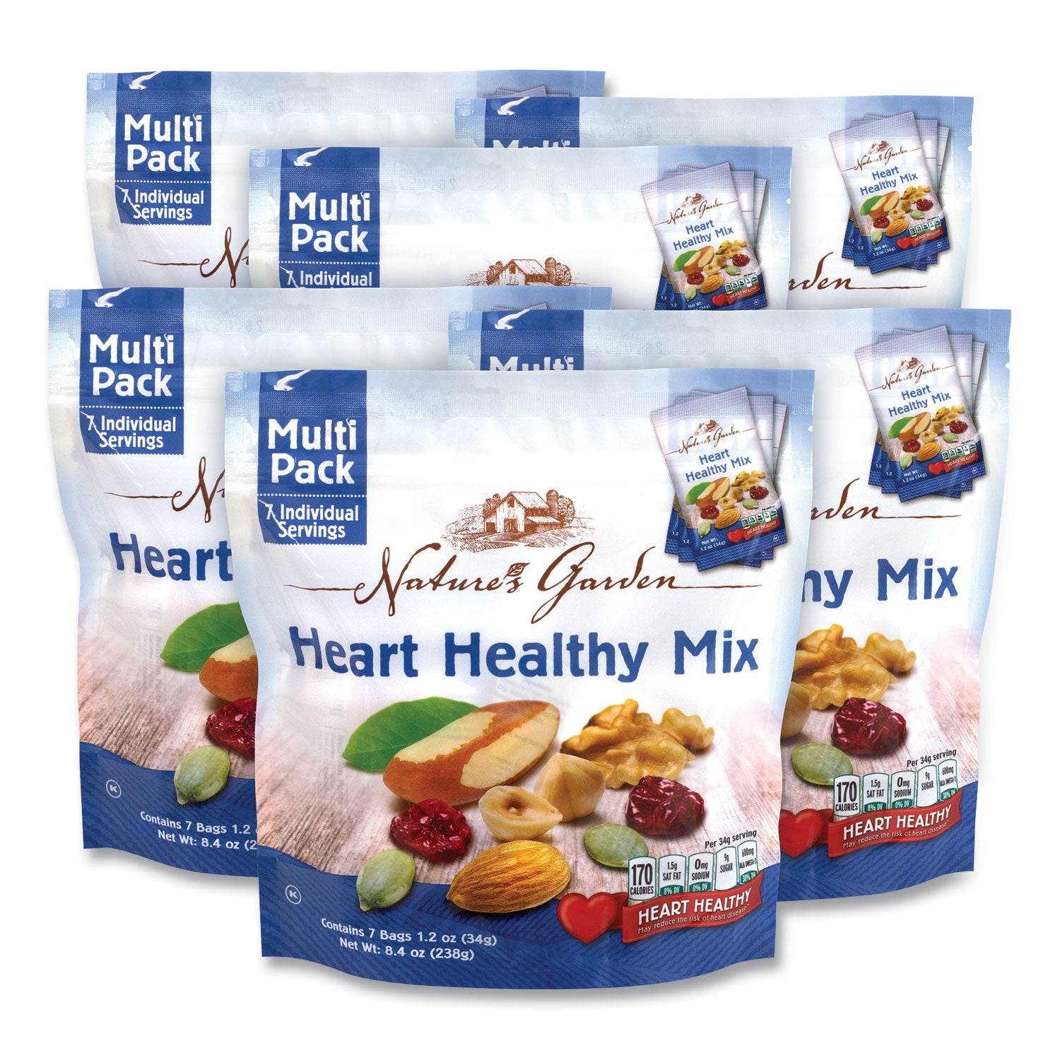 Healthy Heart Mix, 1.2 oz Pouch, 7 Pouches/Pack, 6 Packs/Carton