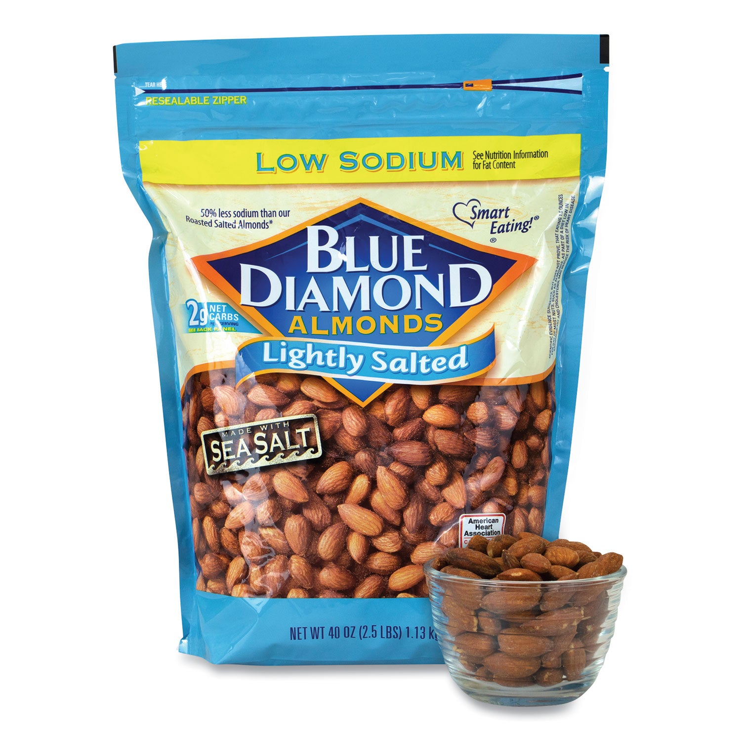 Low Sodium Lightly Salted Almonds, 10 oz Bag