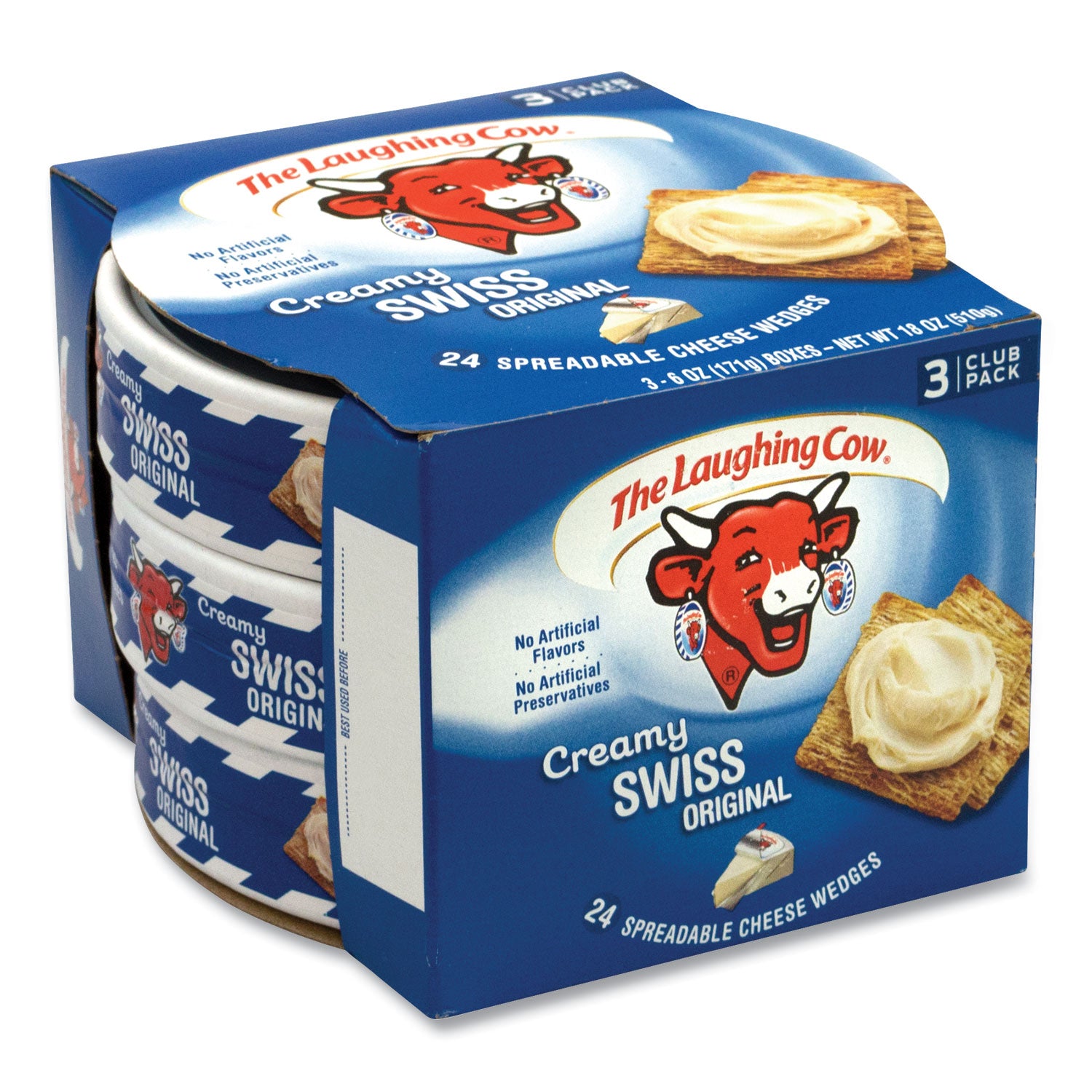 Creamy Swiss Wedge, 6 oz Tub, 3 Tubs/Pack