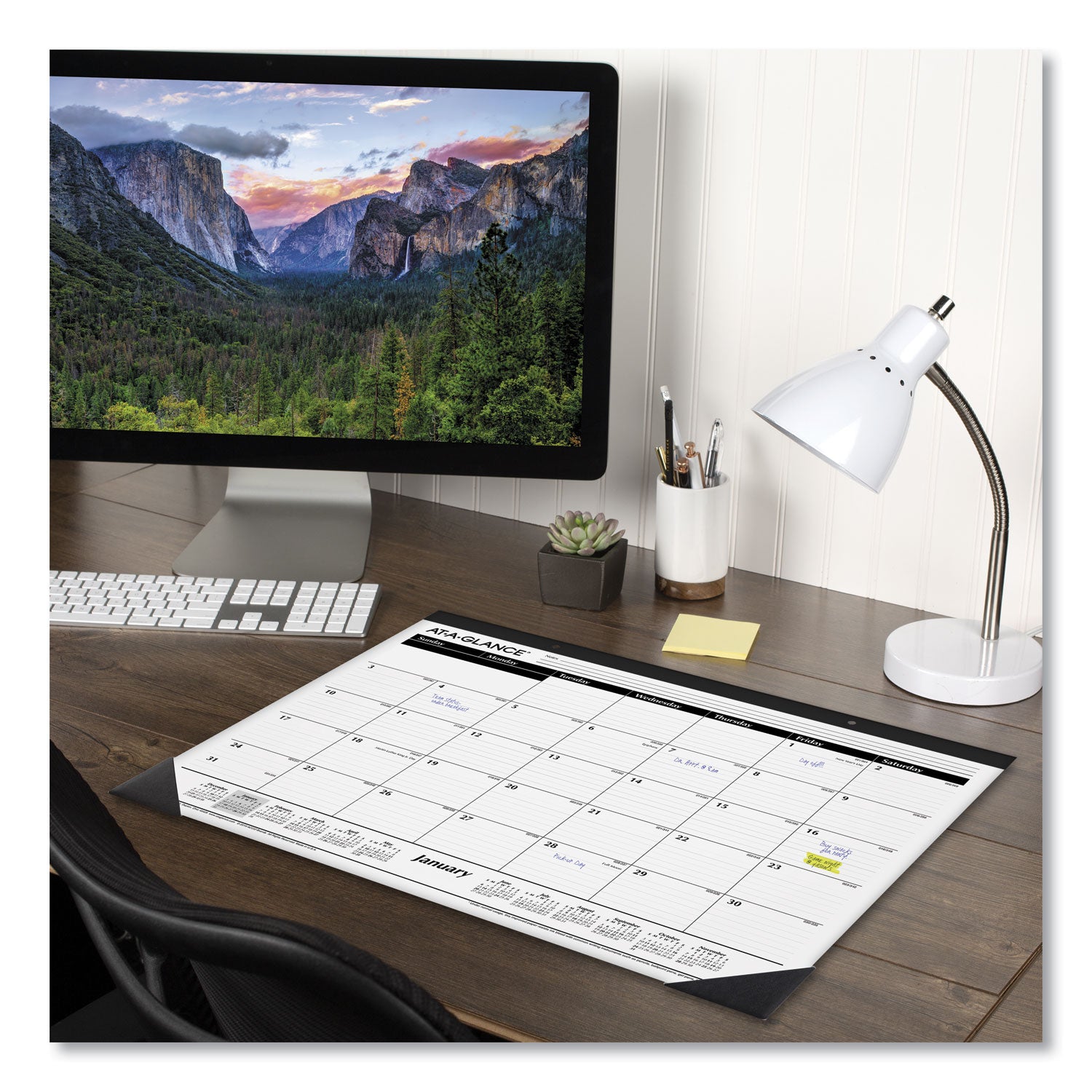 Ruled Desk Pad, 22 x 17, White Sheets, Black Binding, Black Corners, 12-Month (Jan to Dec): 2025