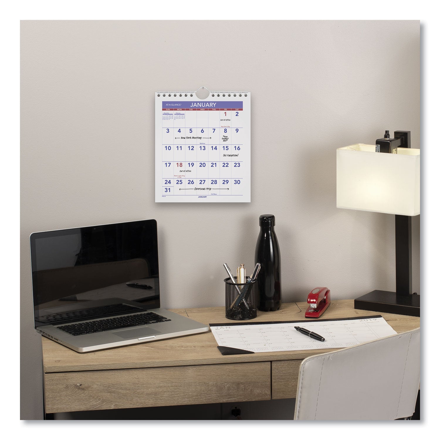 AT-A-GLANCE® Mini Monthly Wall Calendar with Fold-Out Easel, 7 x 8, White Sheets, 12-Month (Jan to Dec): 2025