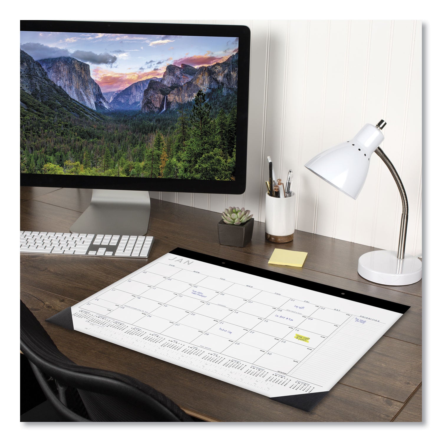 AT-A-GLANCE® Contemporary Monthly Desk Pad, 22 x 17, White Sheets, Black Binding/Corners,12-Month (Jan to Dec): 2025