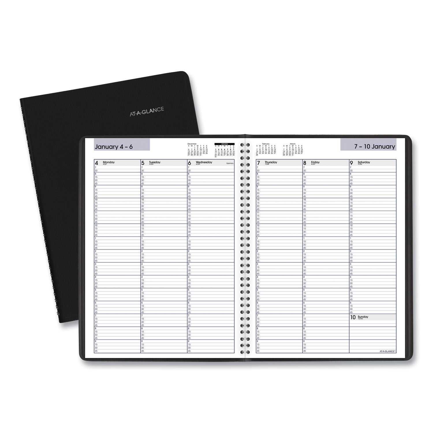 DayMinder Weekly Appointment Book, Vertical-Column Format, 11 x 8, Black Cover, 12-Month (Jan to Dec): 2025