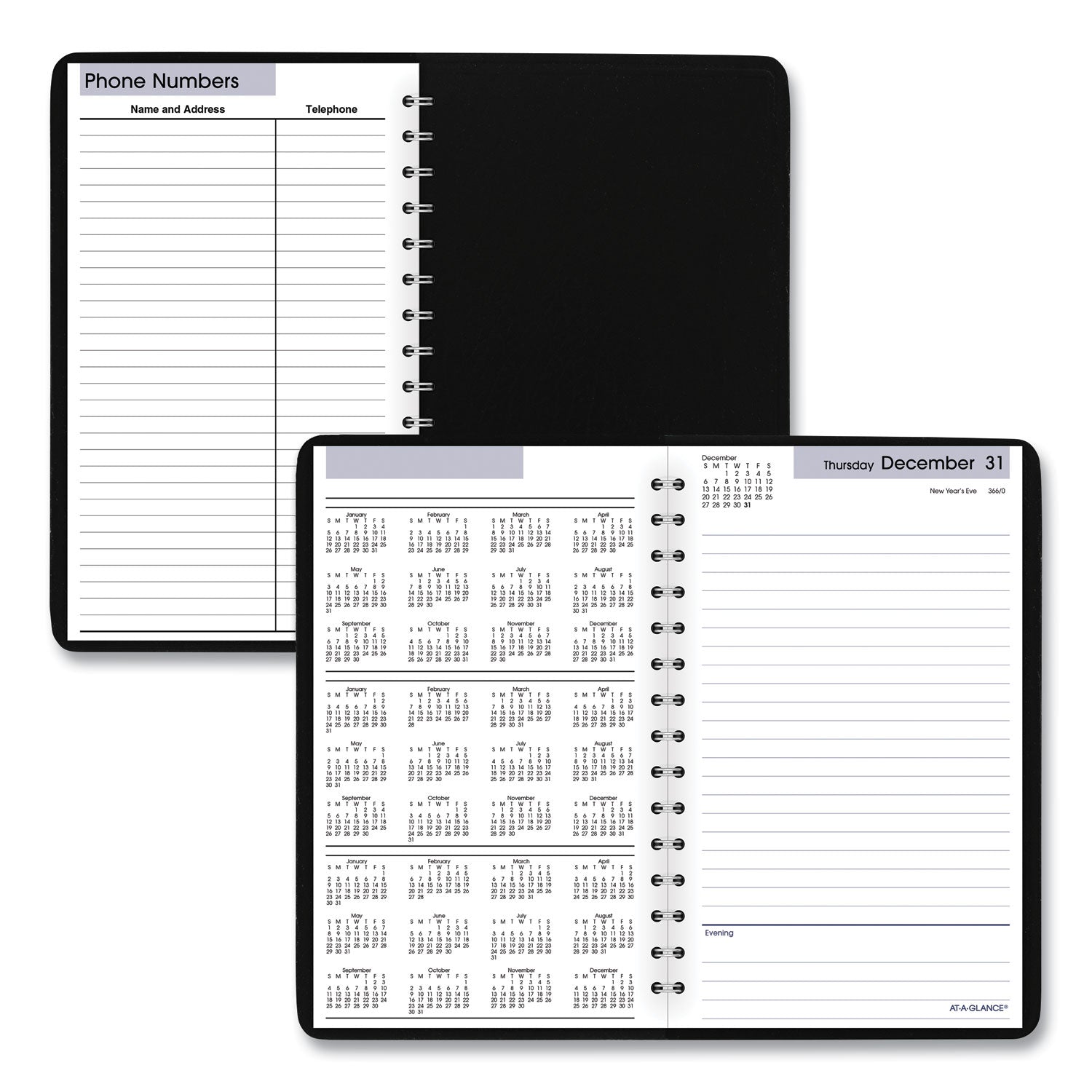 AT-A-GLANCE® DayMinder Daily Appointment Book, 8 x 5, Black Cover, 12-Month (Jan to Dec): 2025