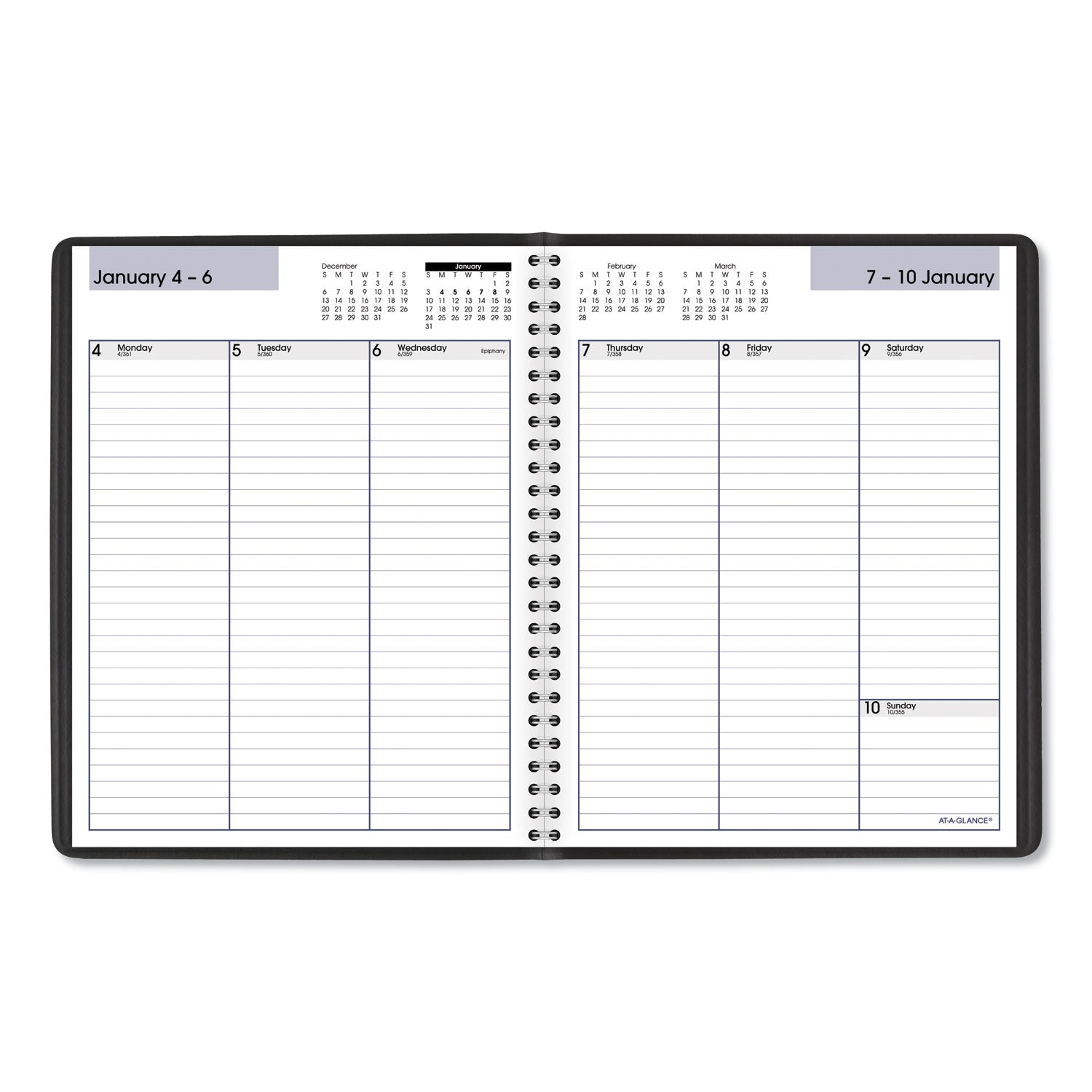 AT-A-GLANCE® DayMinder Weekly Planner, Vertical-Column Format, 8.75 x 7, Black Cover, 12-Month (Jan to Dec): 2025