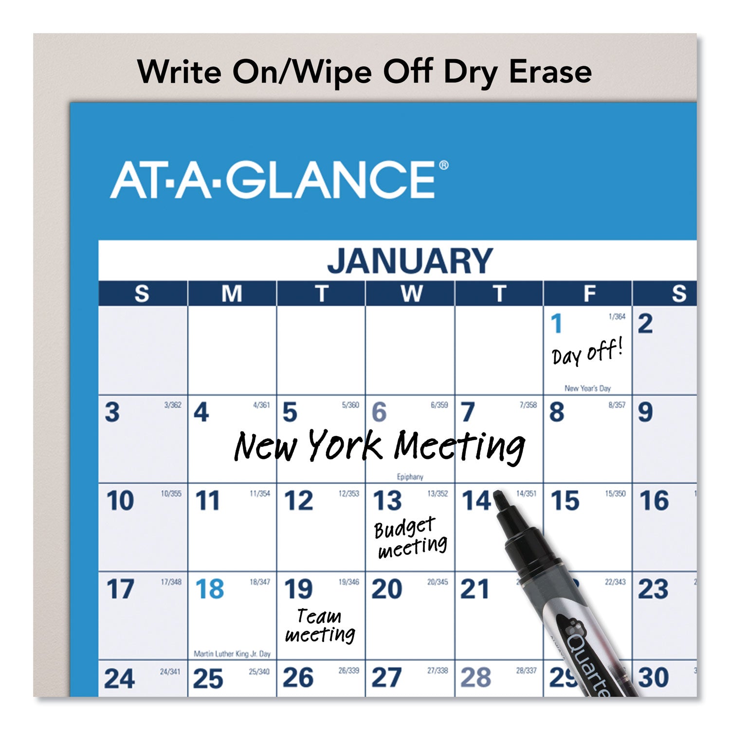 AT-A-GLANCE® Horizontal Reversible/Erasable Wall Planner, 48 x 32, White/Blue Sheets, 12-Month (Jan to Dec): 2025