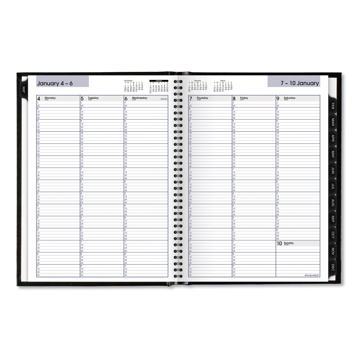 AT-A-GLANCE® DayMinder Hardcover Weekly Vertical-Column Format Appointment Book, 11 x 8, Black Cover, 12-Month (Jan to Dec): 2025