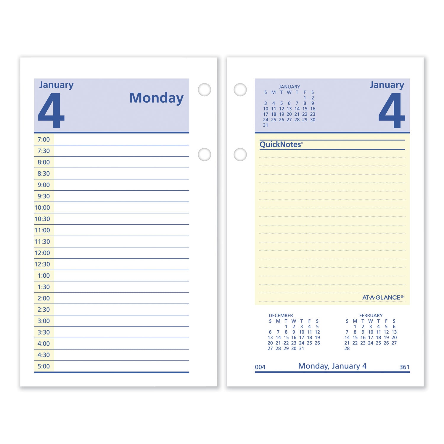 QuickNotes Desk Calendar Refill, 3.5 x 6, White/Yellow/Blue Sheets, 12-Month (Jan to Dec): 2025