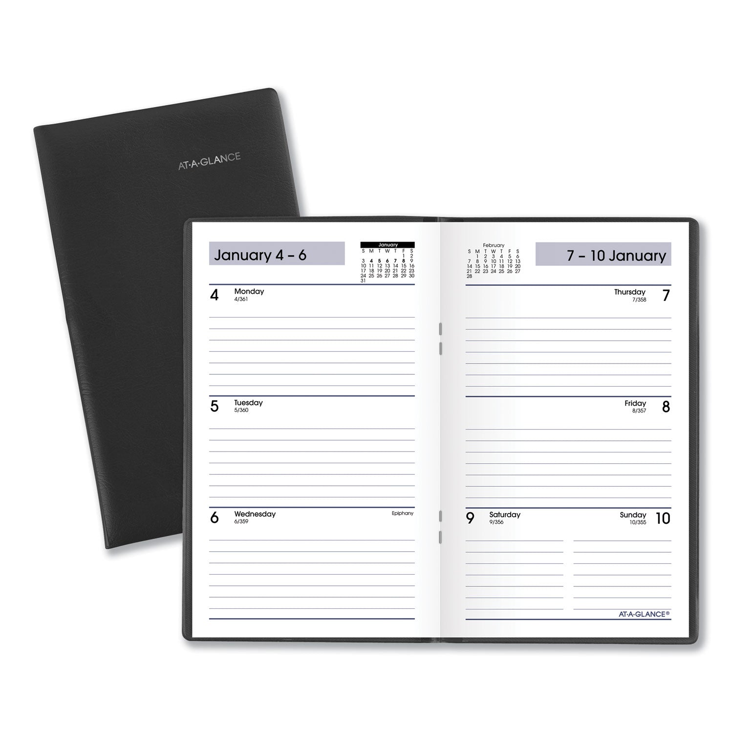 DayMinder Weekly Pocket Planner, 6 x 3.5, Black Cover, 12-Month (Jan to Dec): 2025