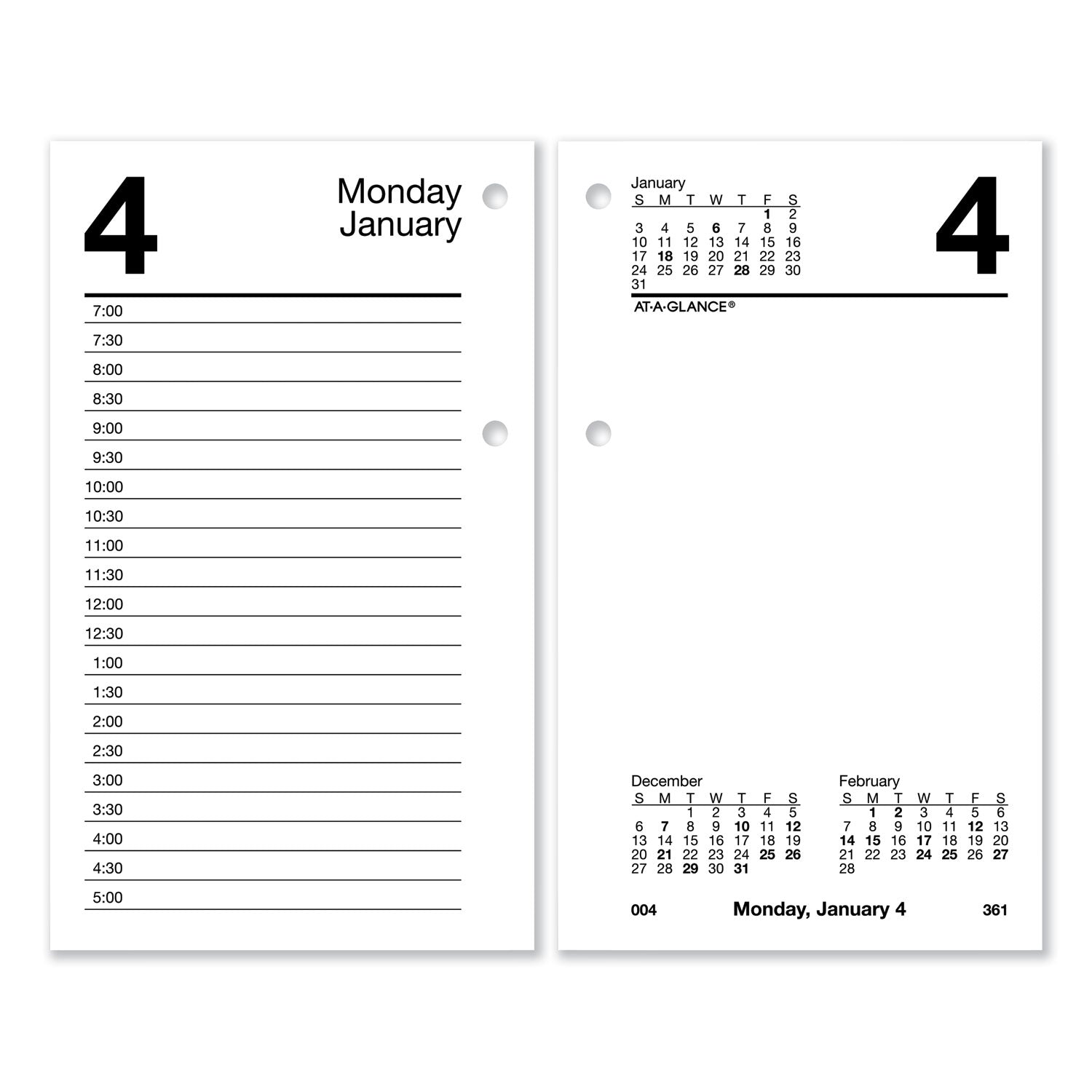 Desk Calendar Refill, 3.5 x 6, White Sheets, 12-Month (Jan to Dec): 2025