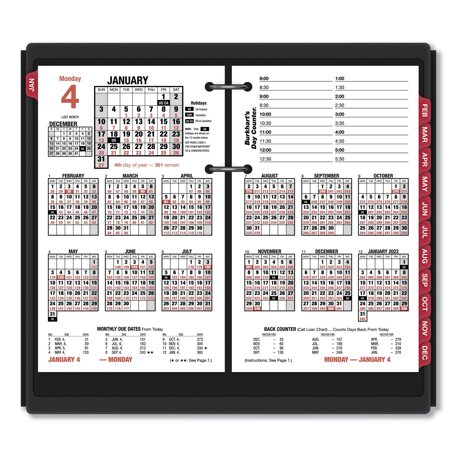 AT-A-GLANCE® Burkhart's Day Counter Desk Calendar Refill, 4.5 x 7.38, White Sheets, 12-Month (Jan to Dec): 2025