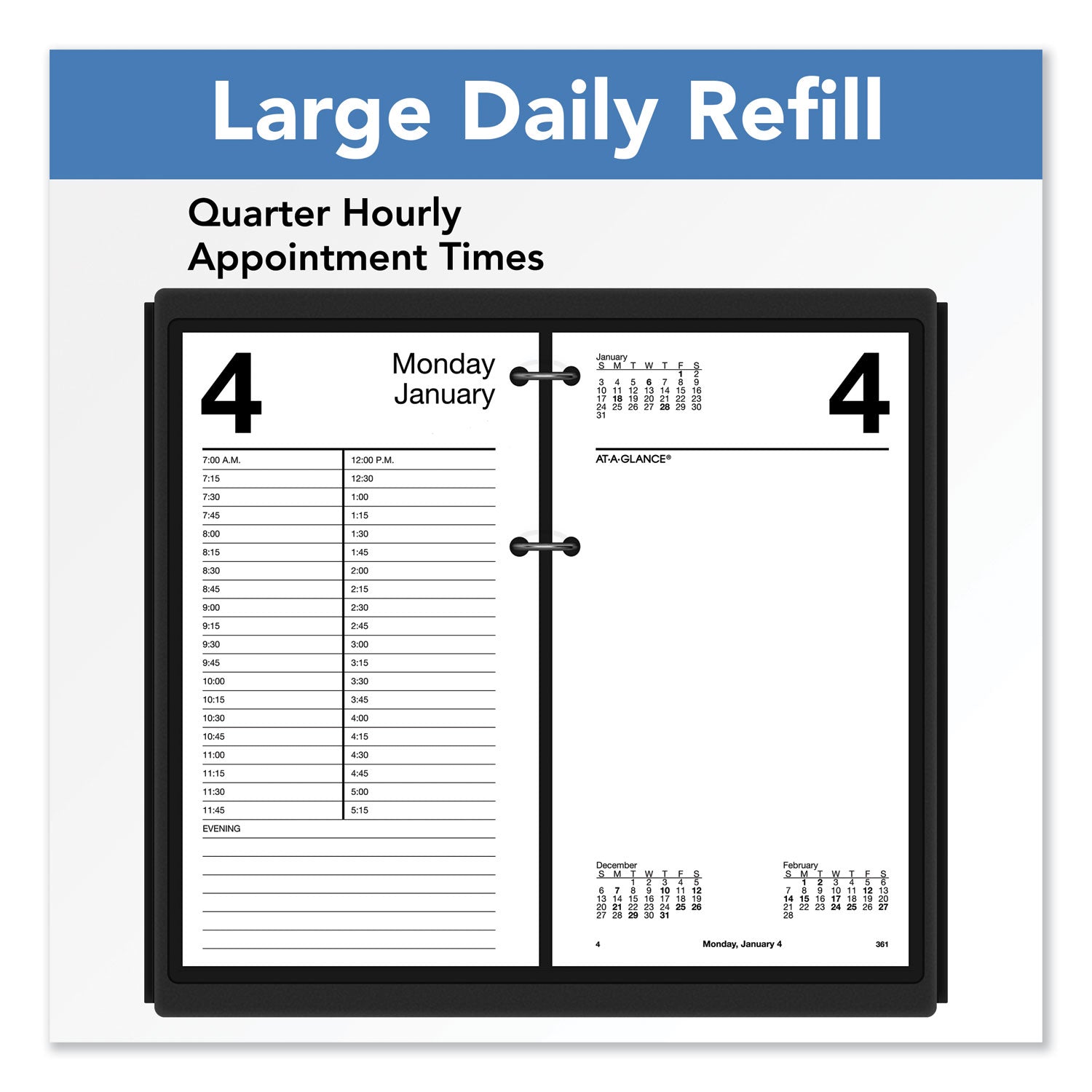 AT-A-GLANCE® Large Desk Calendar Refill, 4.5 x 8, White Sheets, 12-Month (Jan to Dec): 2025