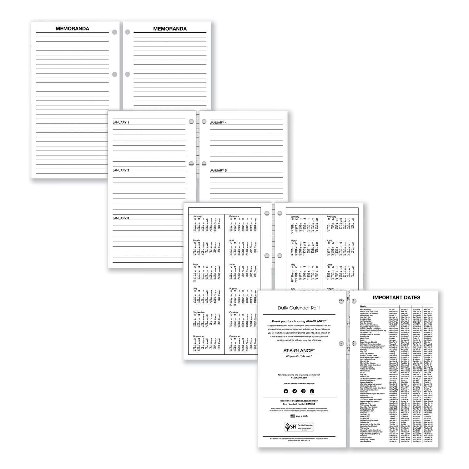 AT-A-GLANCE® Large Desk Calendar Refill, 4.5 x 8, White Sheets, 12-Month (Jan to Dec): 2025