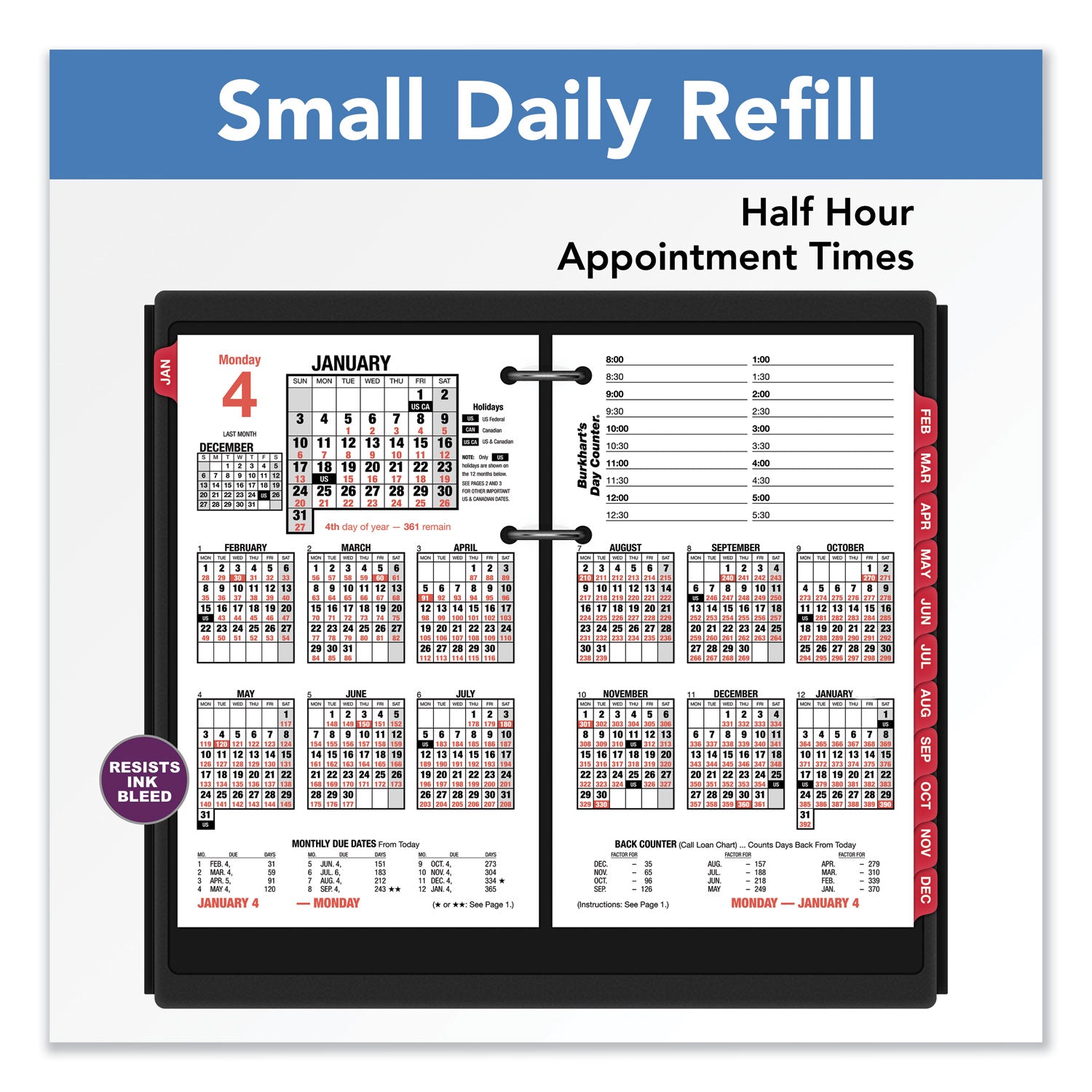 AT-A-GLANCE® Burkhart's Day Counter Desk Calendar Refill, 4.5 x 7.38, White Sheets, 12-Month (Jan to Dec): 2025