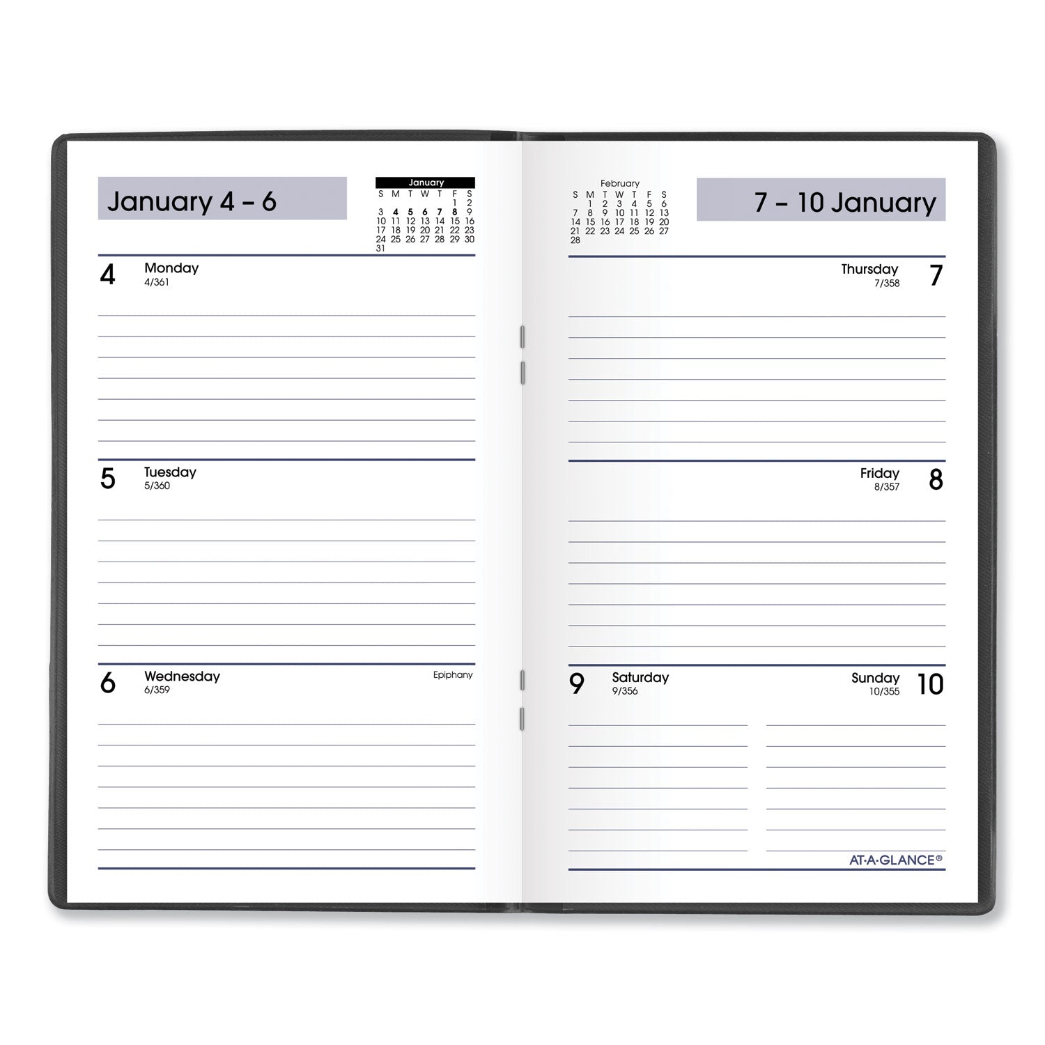 AT-A-GLANCE® DayMinder Weekly Pocket Planner, 6 x 3.5, Black Cover, 12-Month (Jan to Dec): 2025