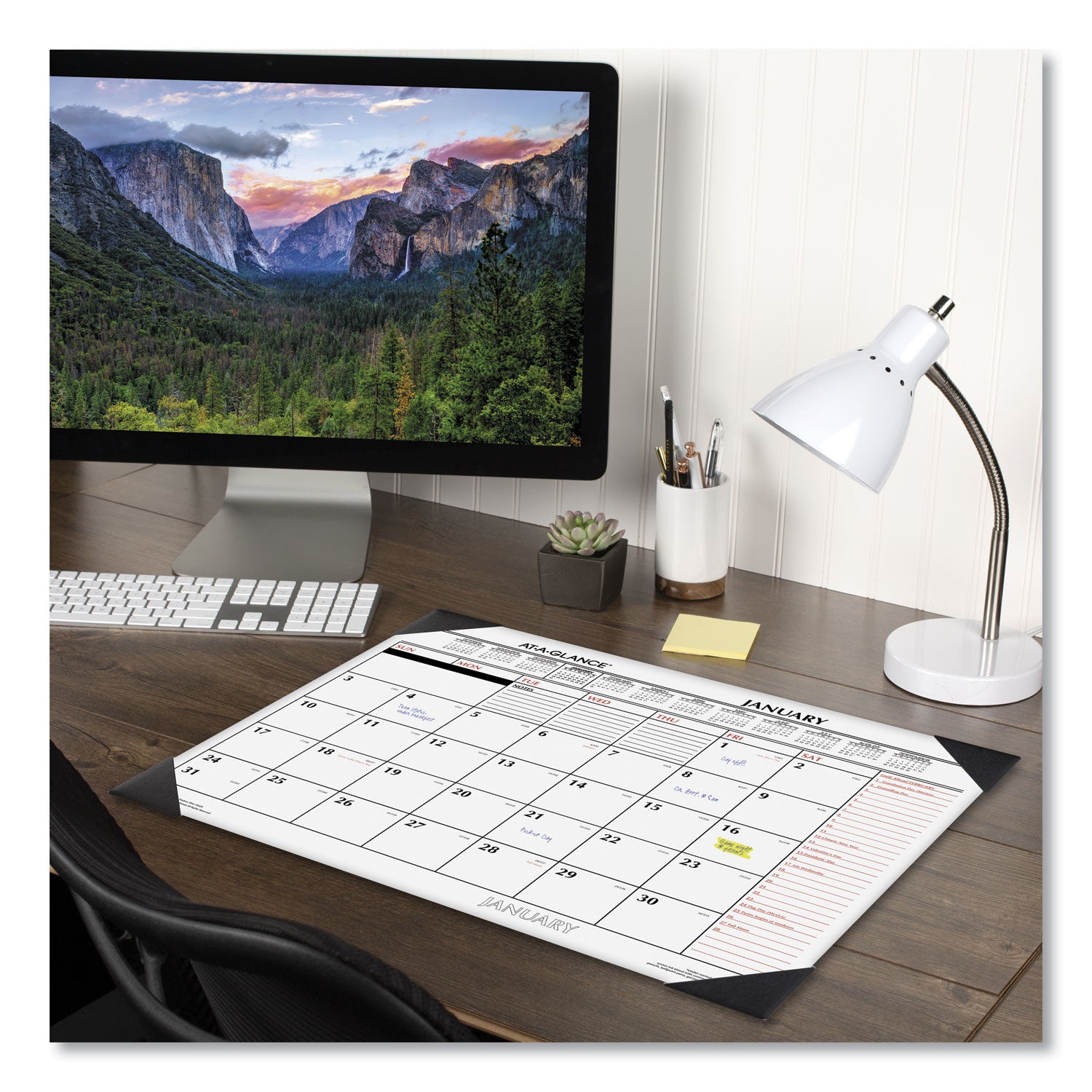 AT-A-GLANCE® Two-Color Monthly Desk Pad Calendar, 22 x 17, White Sheets, Black Corners, 12-Month (Jan to Dec): 2025