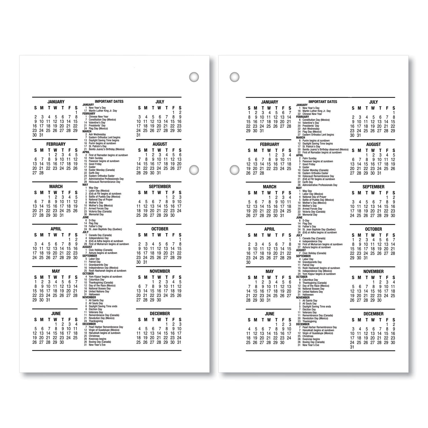 AT-A-GLANCE® Desk Calendar Recycled Refill, 3.5 x 6, White Sheets, 12-Month (Jan to Dec): 2025