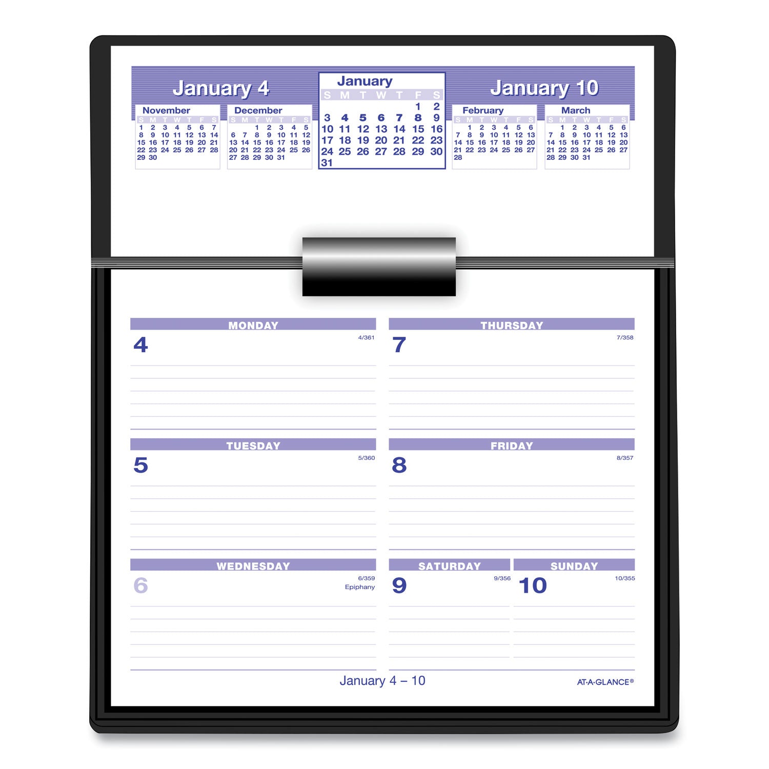 Flip-A-Week Desk Calendar and Base, 7 x 5.5, White Sheets, 12-Month (Jan to Dec): 2025