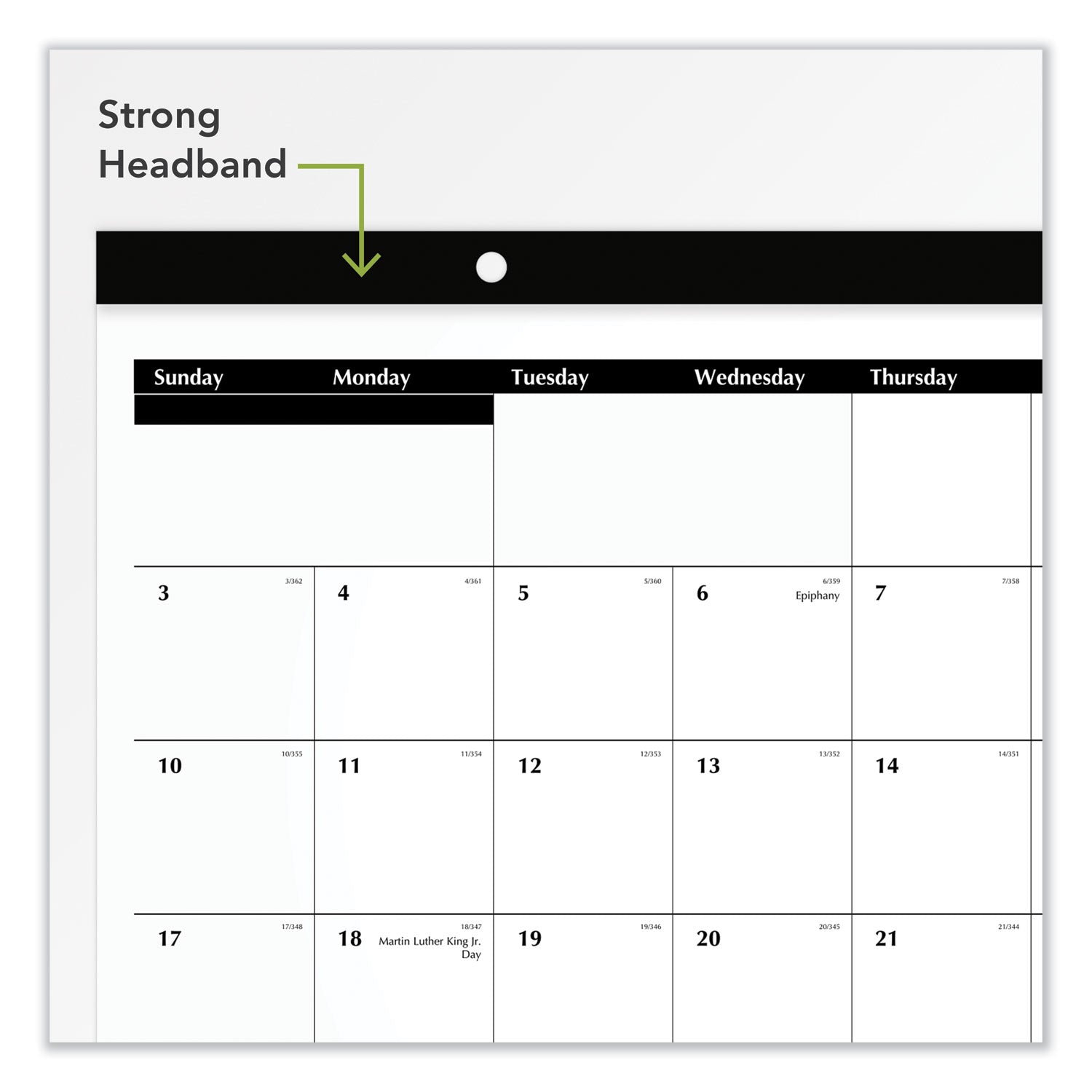 AT-A-GLANCE® Compact Desk Pad, 18 x 11, White Sheets, Black Binding, Clear Corners, 12-Month (Jan to Dec): 2025