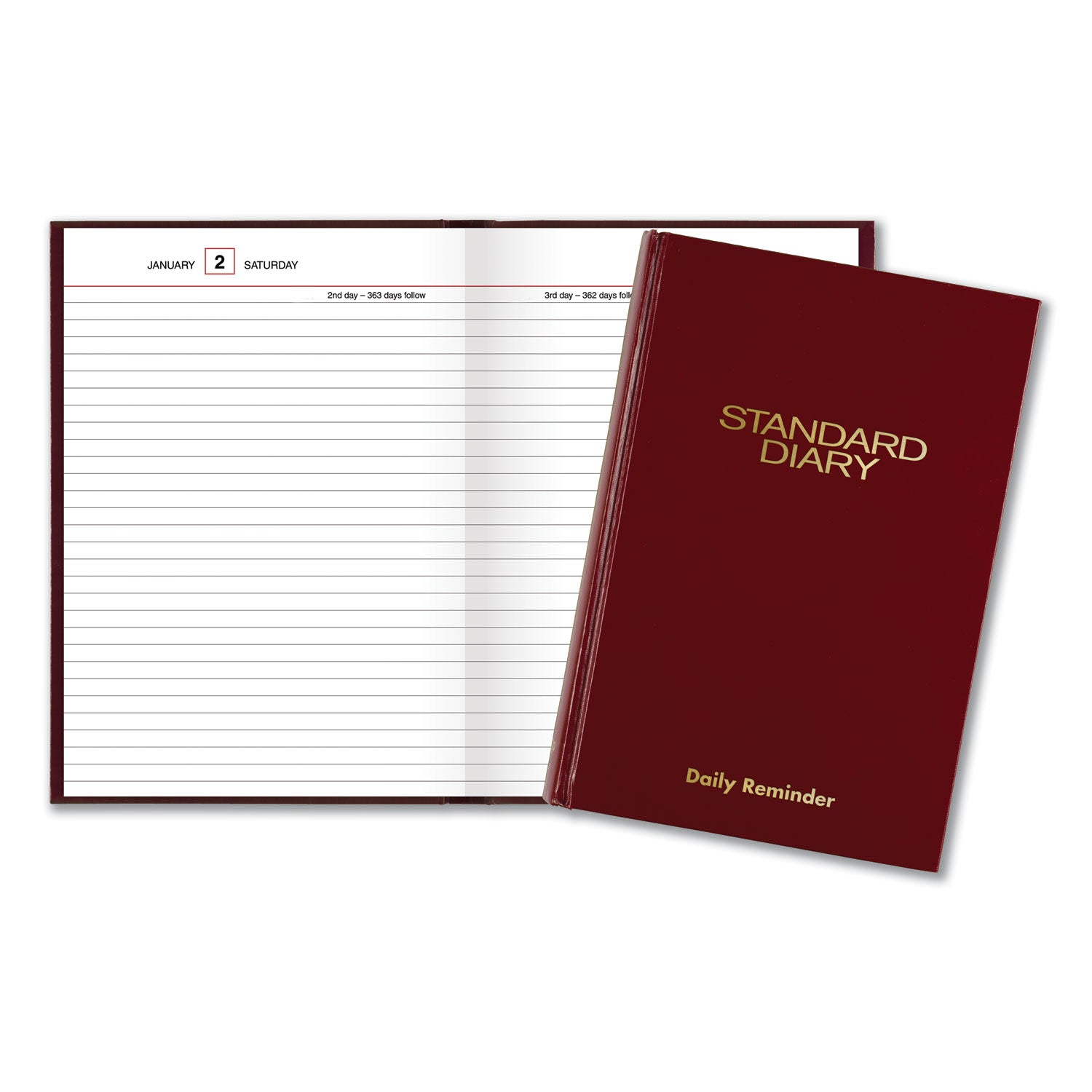 AT-A-GLANCE® Standard Diary Daily Reminder Book, 2025 Edition, Medium/College Rule, Red Cover, (201) 8.25 x 5.75 Sheets