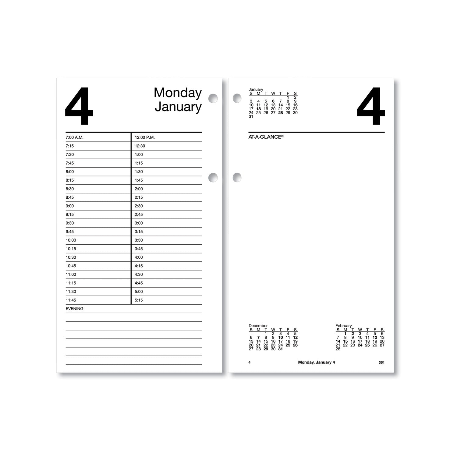 Large Desk Calendar Refill, 4.5 x 8, White Sheets, 12-Month (Jan to Dec): 2025