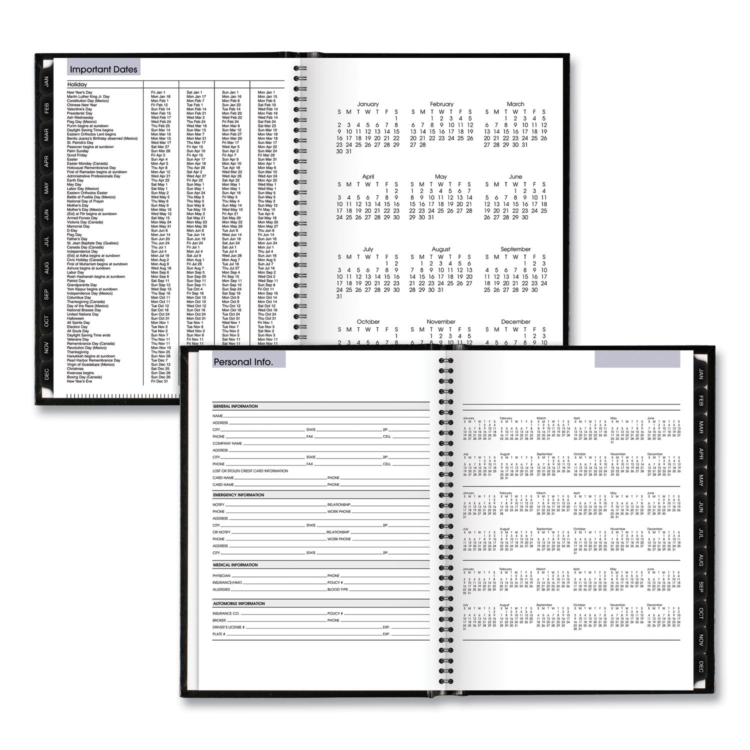 AT-A-GLANCE® DayMinder Hardcover Weekly Vertical-Column Format Appointment Book, 11 x 8, Black Cover, 12-Month (Jan to Dec): 2025