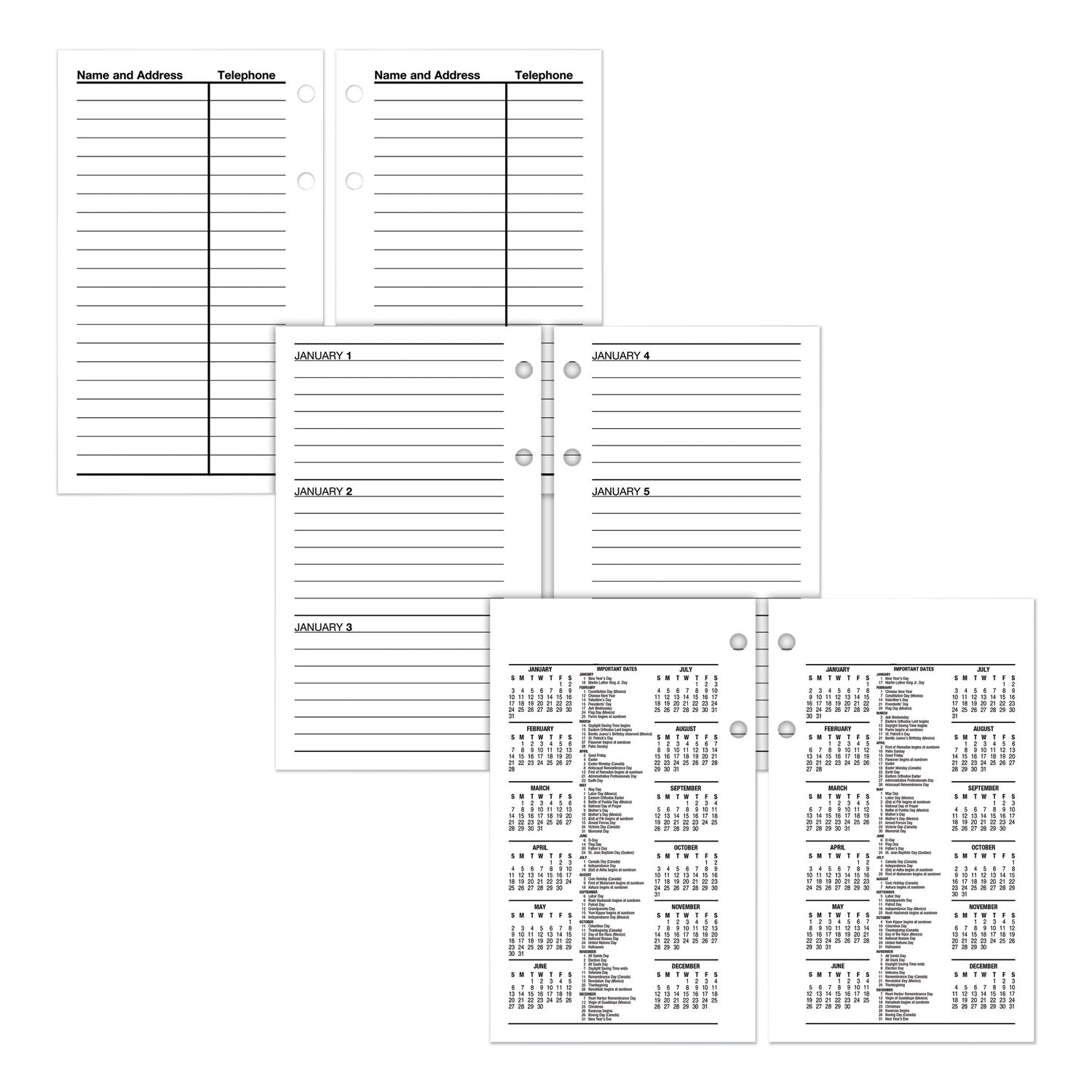 AT-A-GLANCE® Financial Desk Calendar Refill, 3.5 x 6, White Sheets, 12-Month (Jan to Dec): 2025