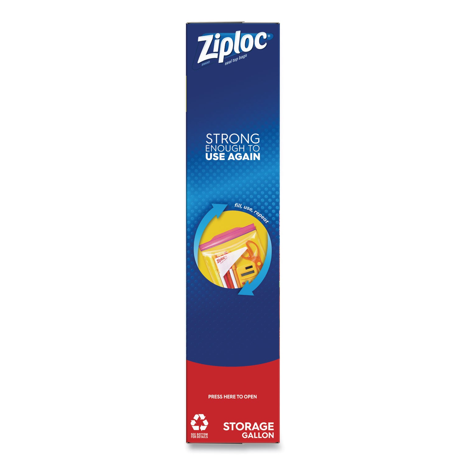 Ziploc® Double Zipper Storage Bags, Triple System Seal, Gallon, 9.6" x 12.1", Clear, 19 Bags/Box, 12 Boxes/Carton