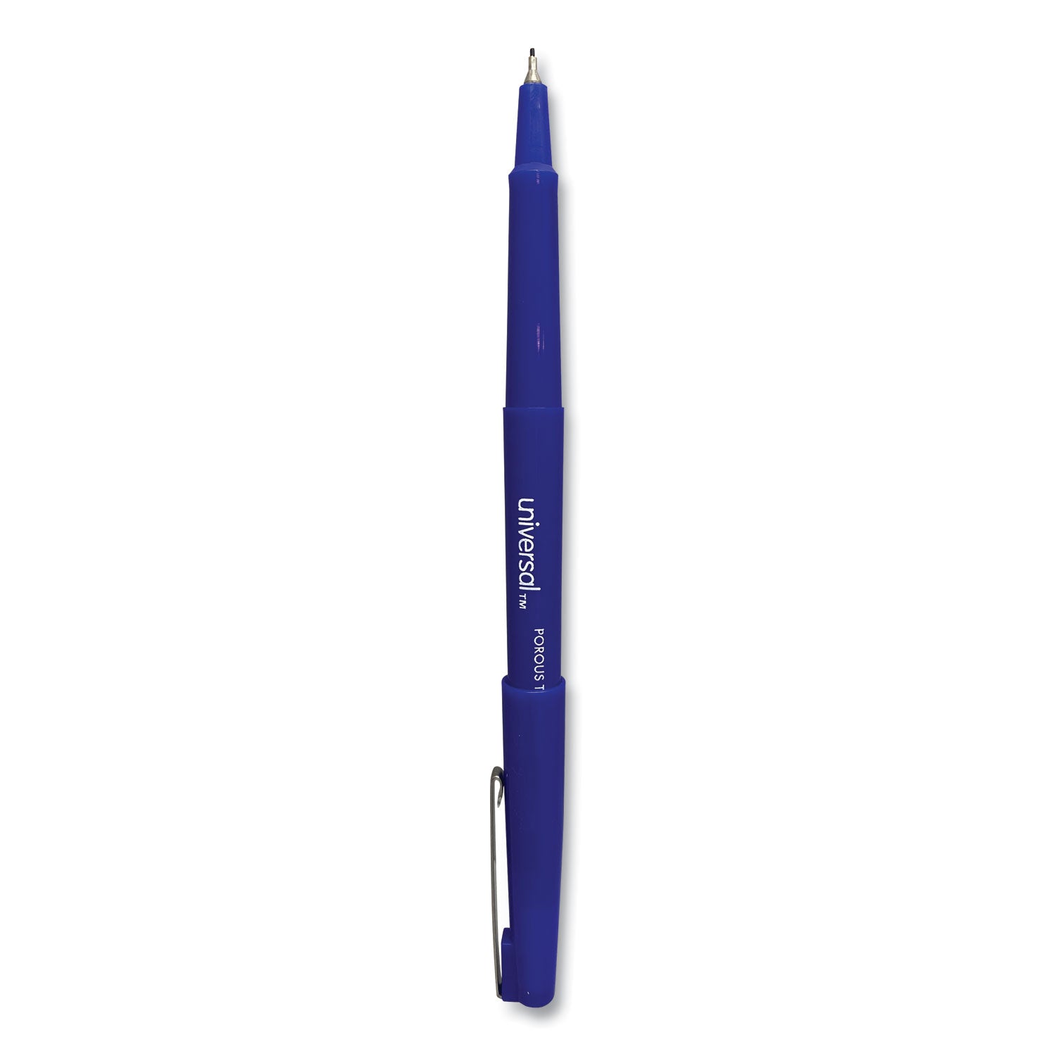 Universal™ Porous Point Pen, Stick, Medium 0.7 mm, Blue Ink, Blue Barrel, Dozen