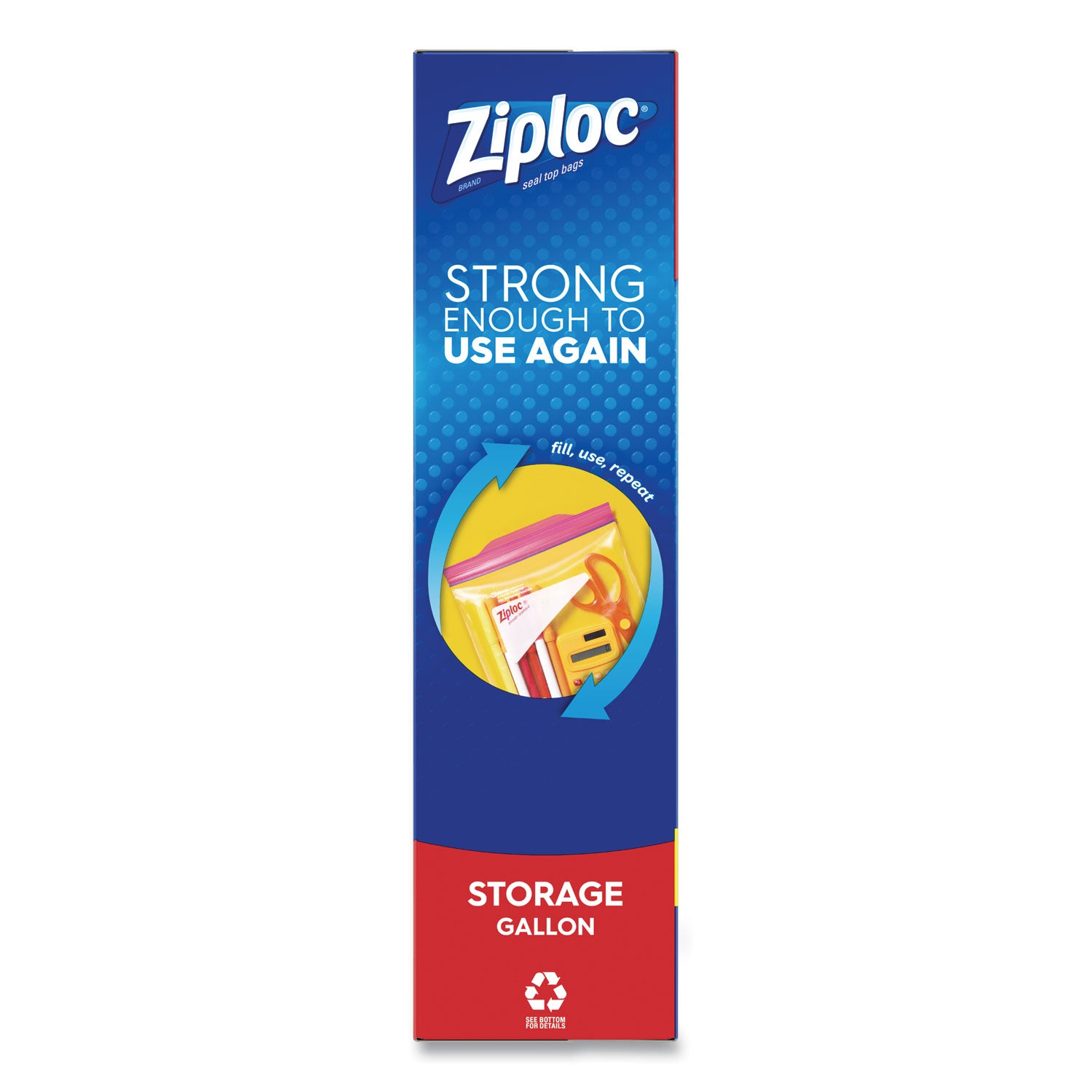 Ziploc® Double Zipper Storage Bags, Triple System Seal, Gallon, 10.56" x 10.75", Clear, 38/Box