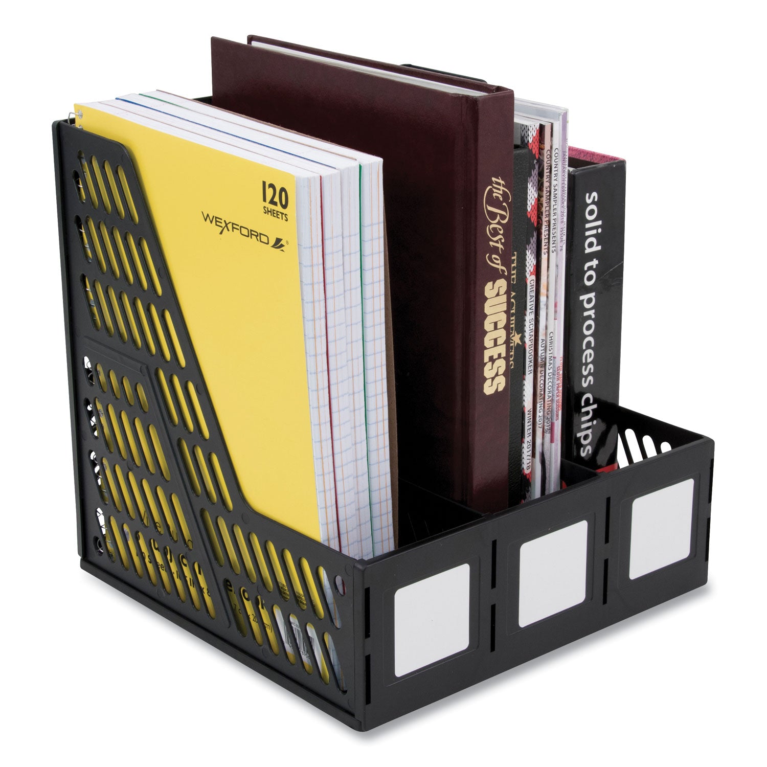 Literature File, Three Slots, 10 x 10 x 10.25, Black