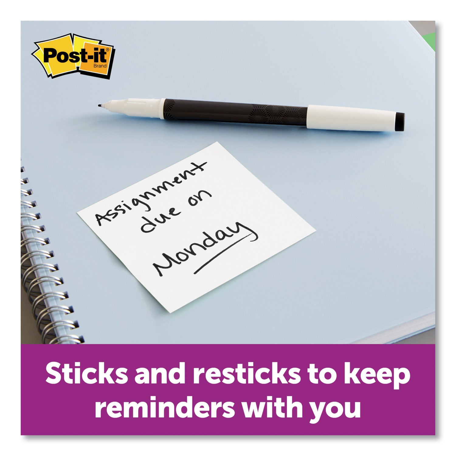 Self-Stick Notes 3" x 3", White, 90 Sheets/Pad, 8 Pads/Pack Post-it® Notes Super Sticky Flipcost