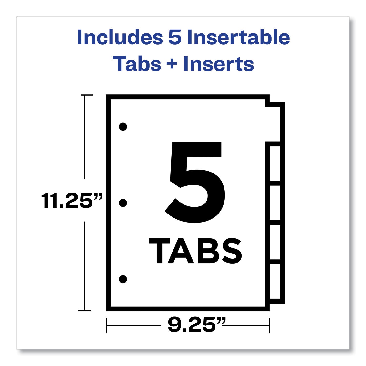 Avery® Big Tab Insertable One-Pocket Plastic Dividers, 5-Tab, 11.13 x 9.25, Assorted, 1 Set